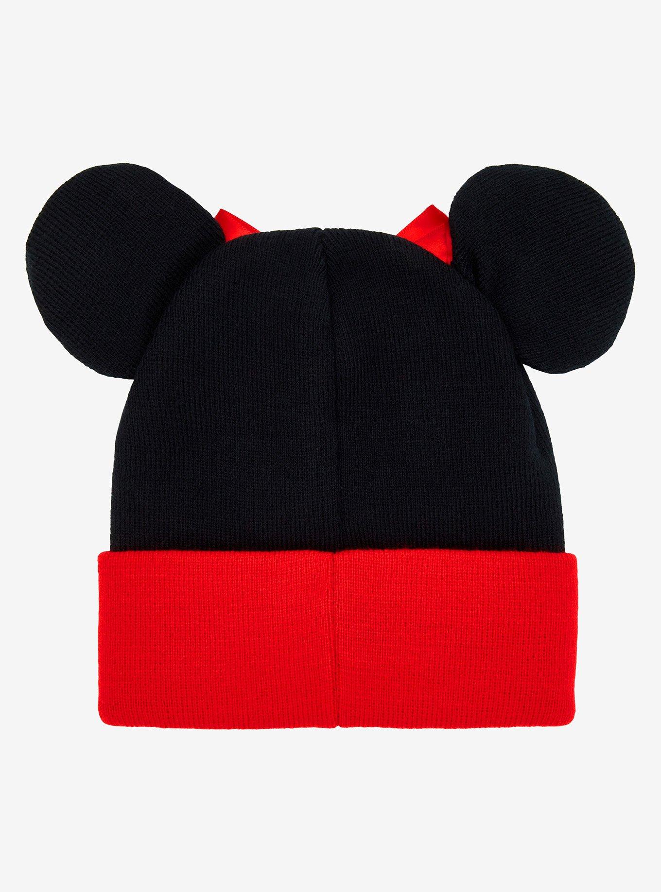 Disney Minnie Mouse Red Bow Pom Pom Ears Youth Beanie — BoxLunch Exclusive, , alternate