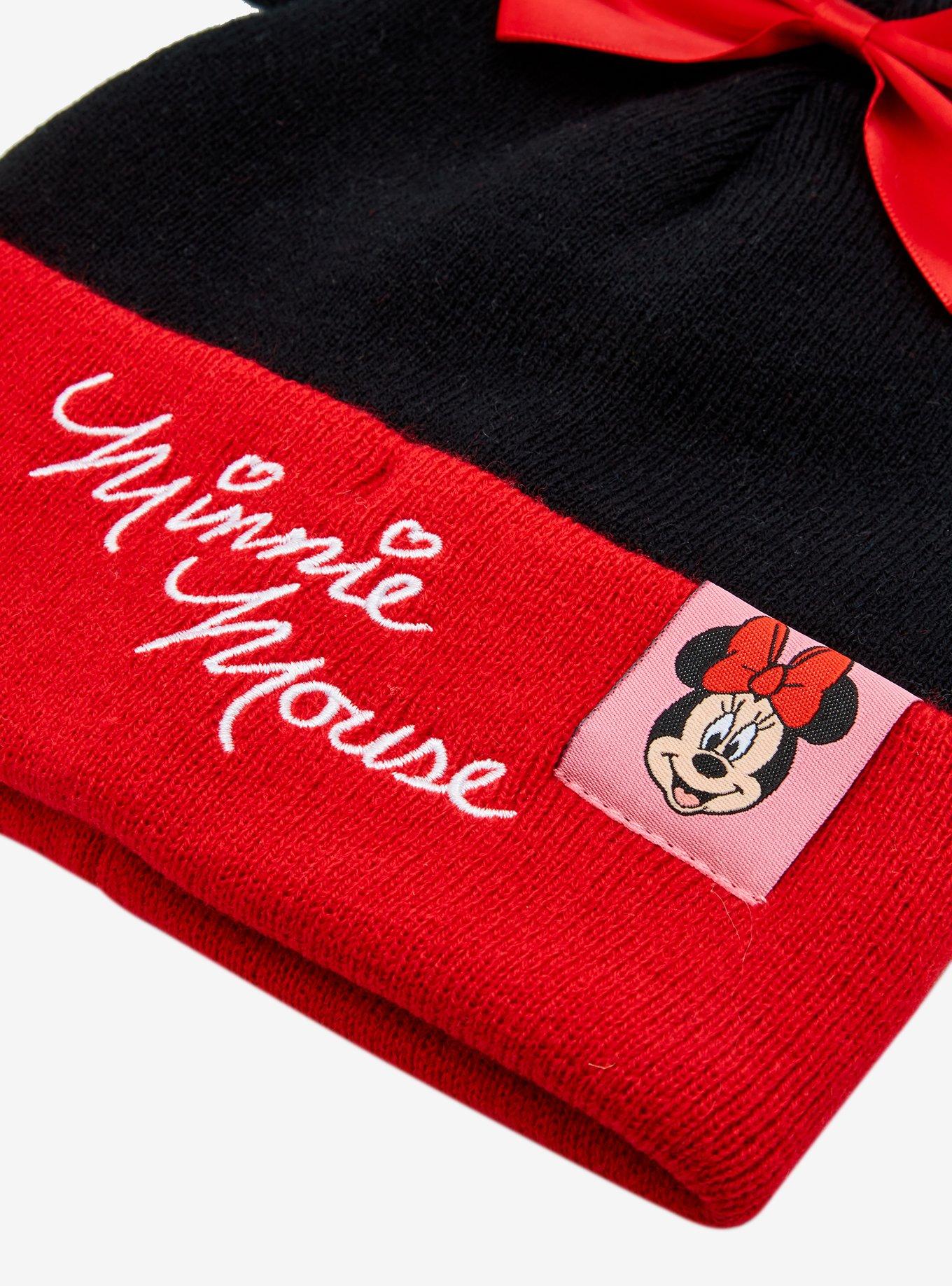 Disney Minnie Mouse Red Bow Pom Pom Ears Youth Beanie — BoxLunch Exclusive, , alternate