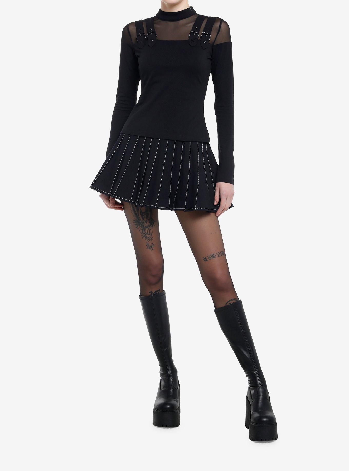 KIHILIST Mesh Buckle Strap Girls Long-Sleeve Top, , hi-res