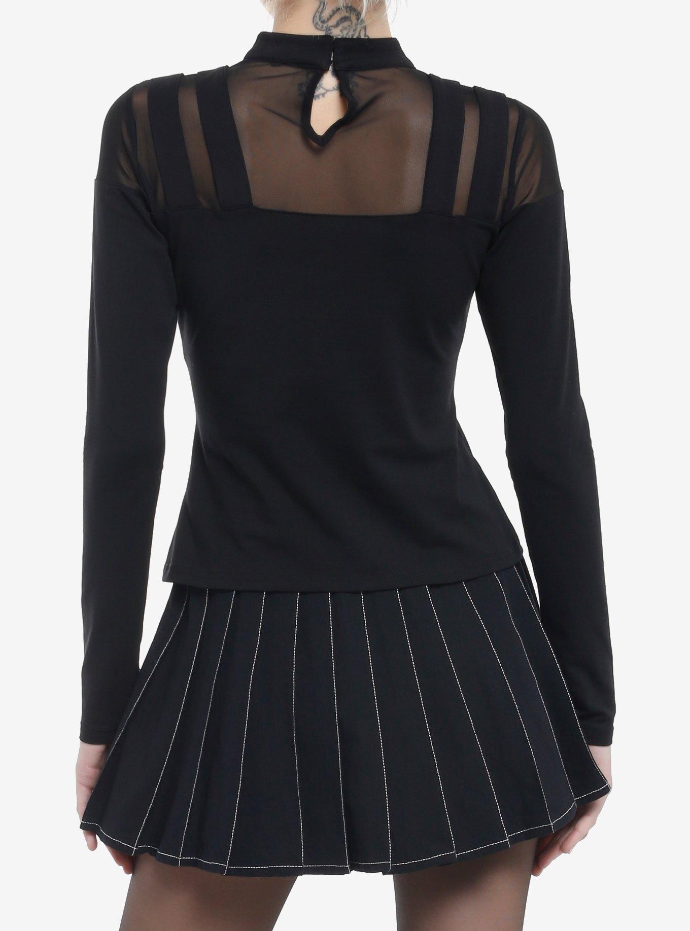KIHILIST Mesh Buckle Strap Girls Long-Sleeve Top, GREY, alternate