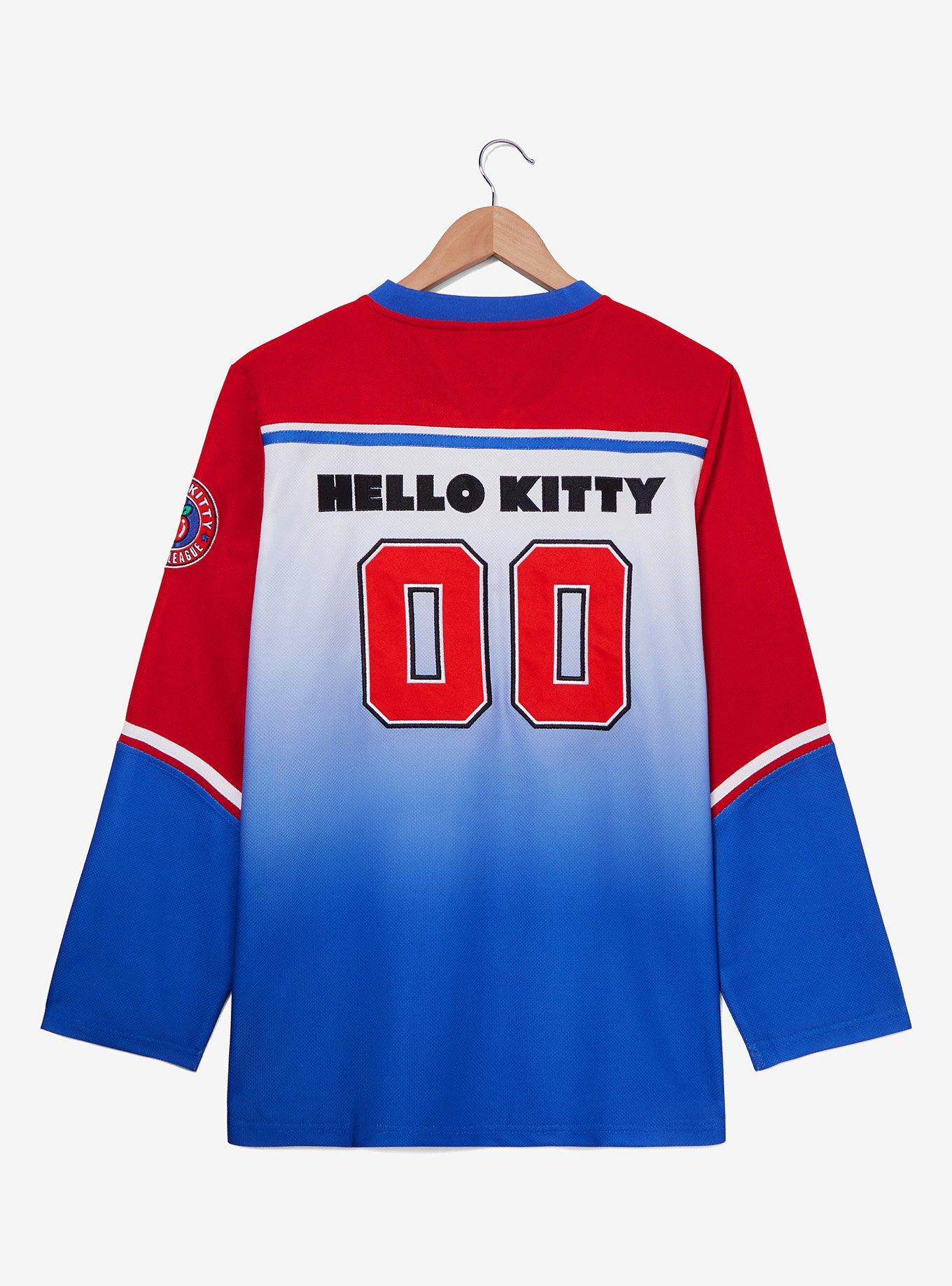 Sanrio Hello Kitty Gradient Hockey Jersey — BoxLunch Exclusive, BLUE  RED, alternate