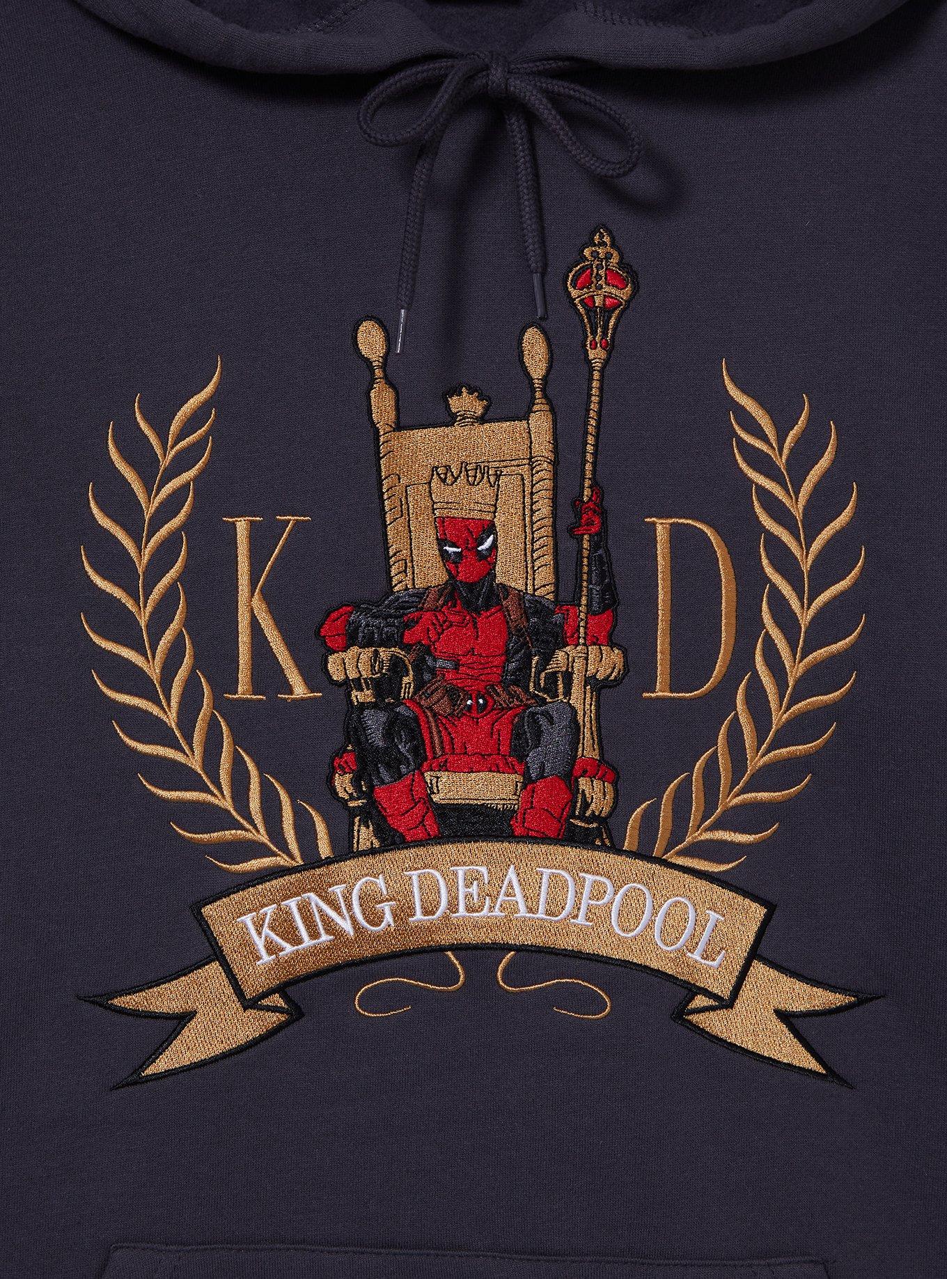 Marvel Deadpool King Deadpool Crest Hoodie - BoxLunch Exclusive, BLACK, alternate