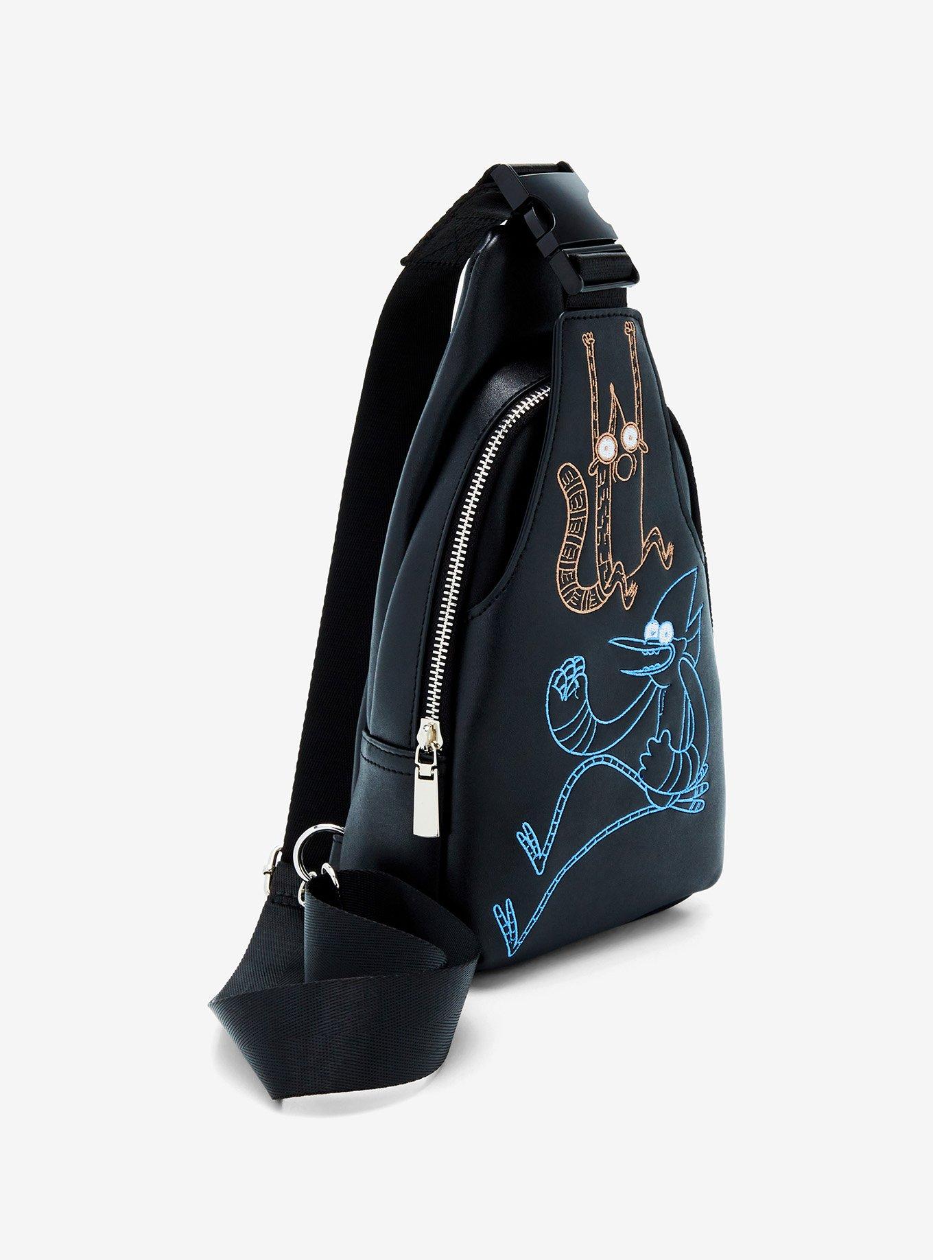 Regular Show Mordecai & Rigby Embroidered Crossbody Sling Bag — BoxLunch Exclusive, , alternate