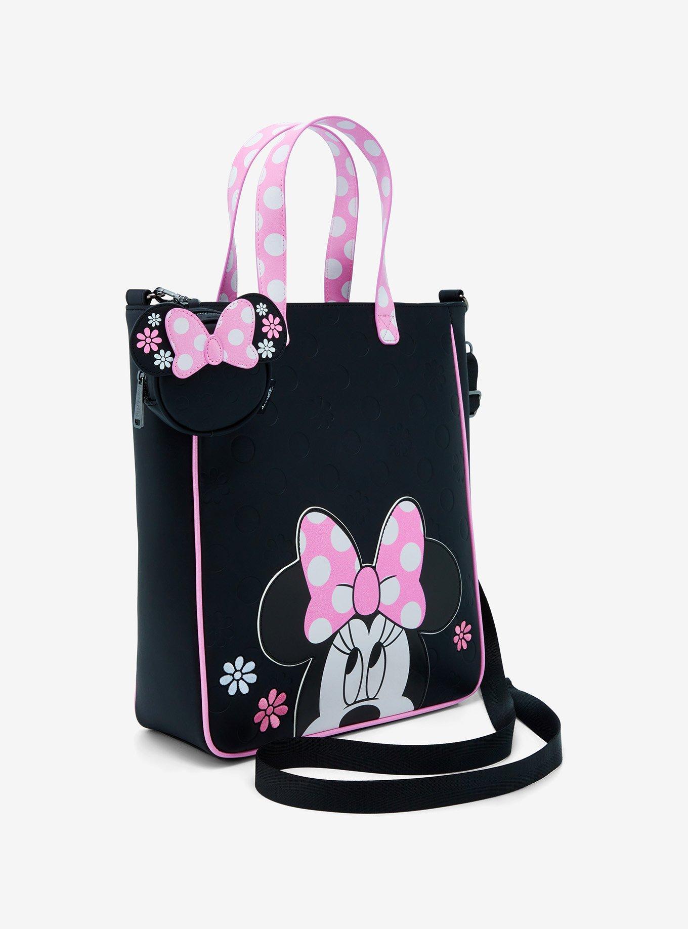 Loungefly Disney Minnie Mouse Pink Flower Polka Dot Tote Bag With Coin Purse, , hi-res