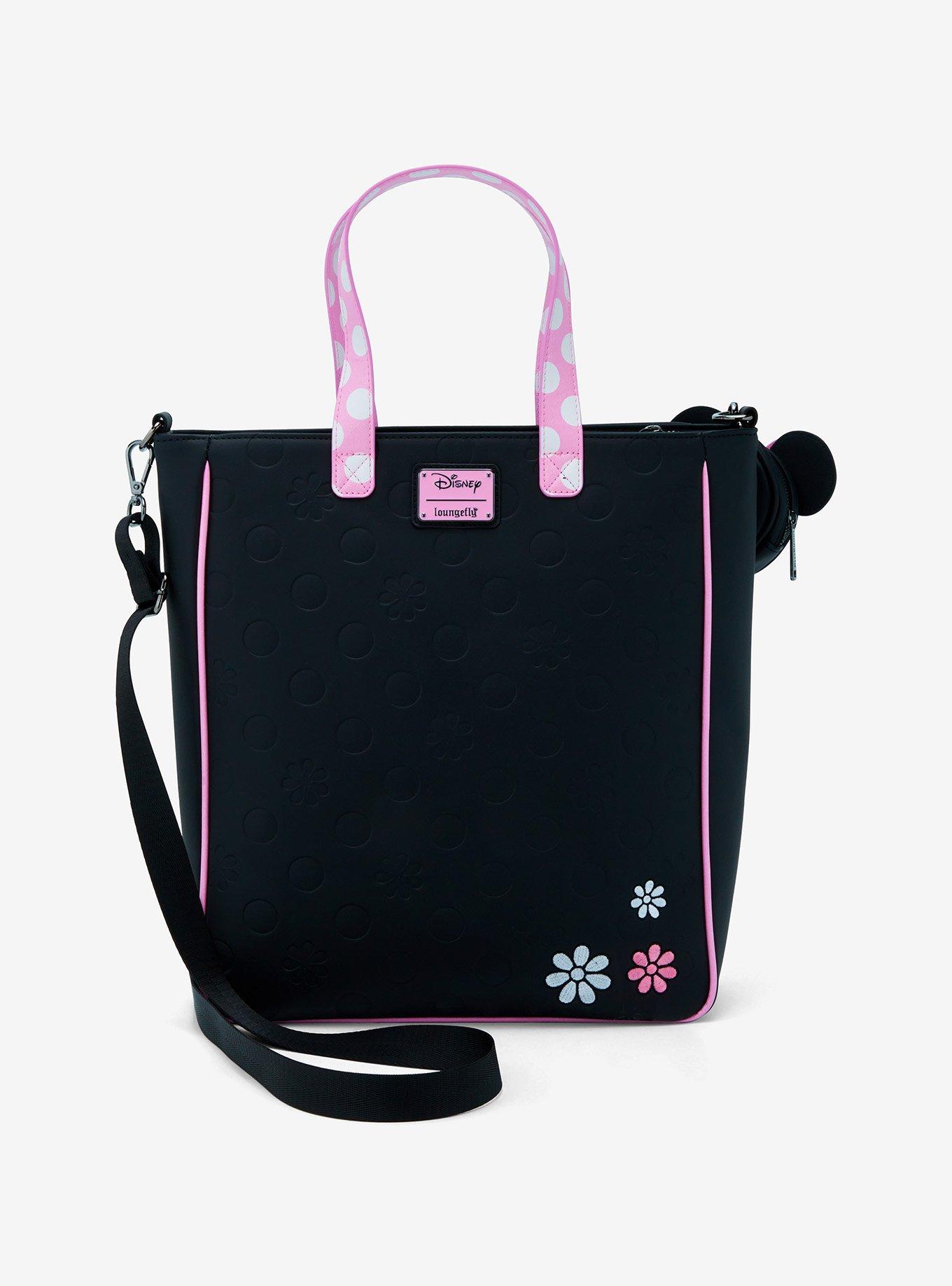 Loungefly Disney Minnie Mouse Pink Flower Polka Dot Tote Bag With Coin Purse, , alternate