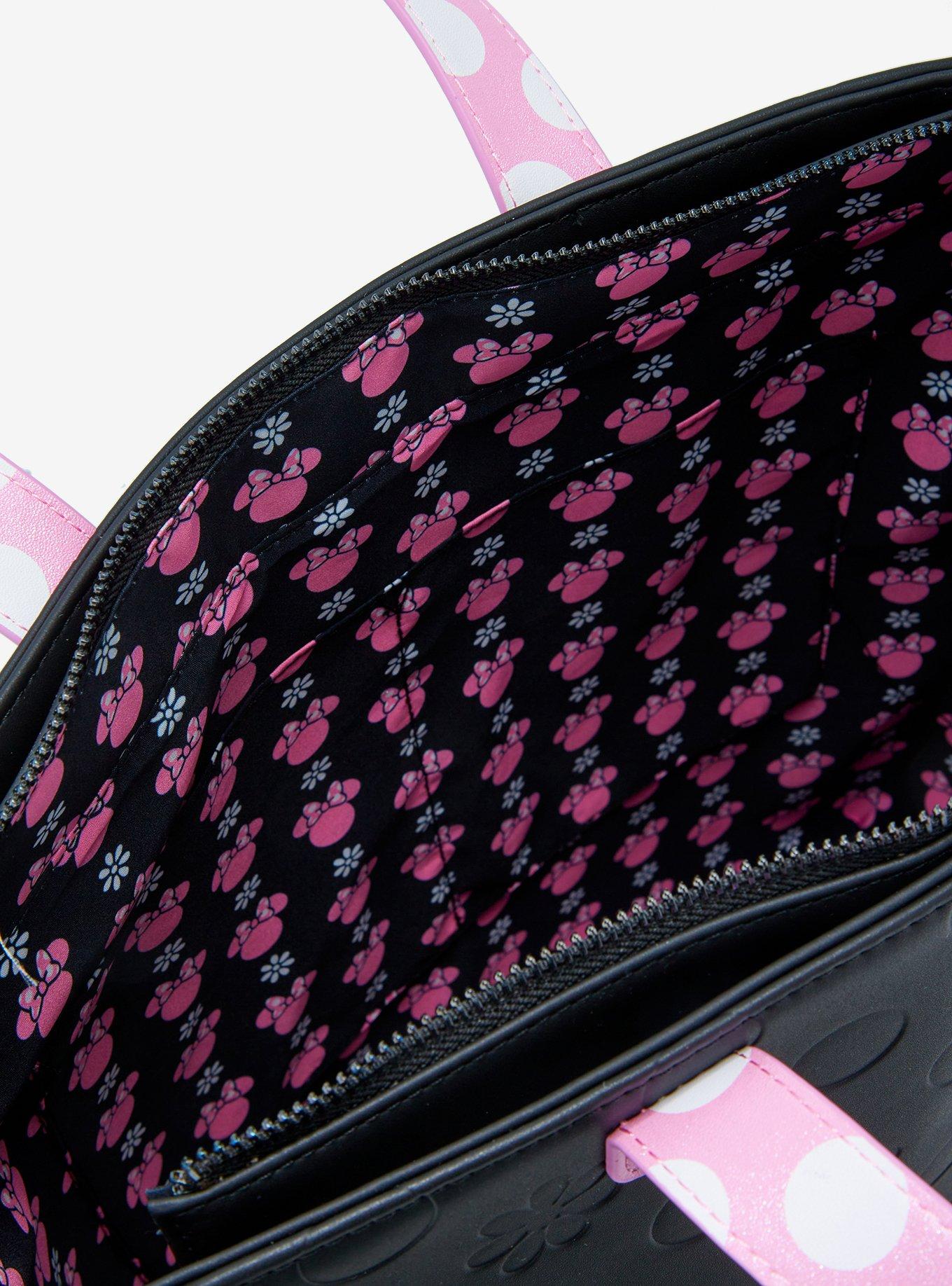 Loungefly Disney Minnie Mouse Pink Flower Polka Dot Tote Bag With Coin Purse, , alternate