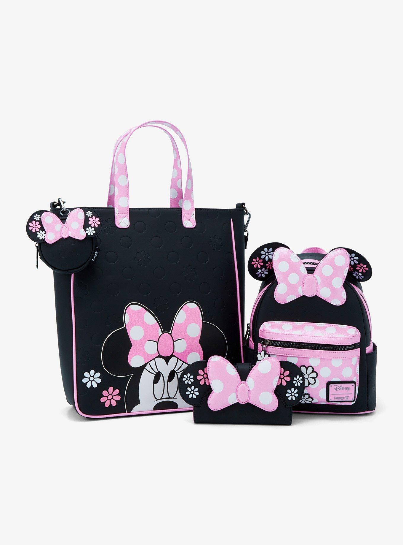 Loungefly Disney Minnie Mouse Pink Flower Polka Dot Tote Bag With Coin Purse, , alternate