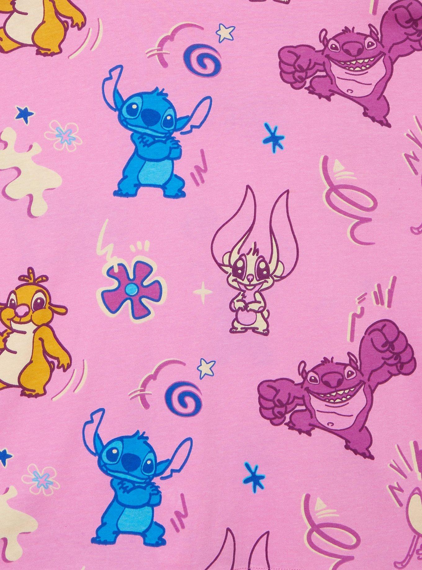 Disney Lilo & Stitch Alien Cousins Allover Print Women's T-Shirt - BoxLunch Exclusive, LIGHT PURPLE, alternate