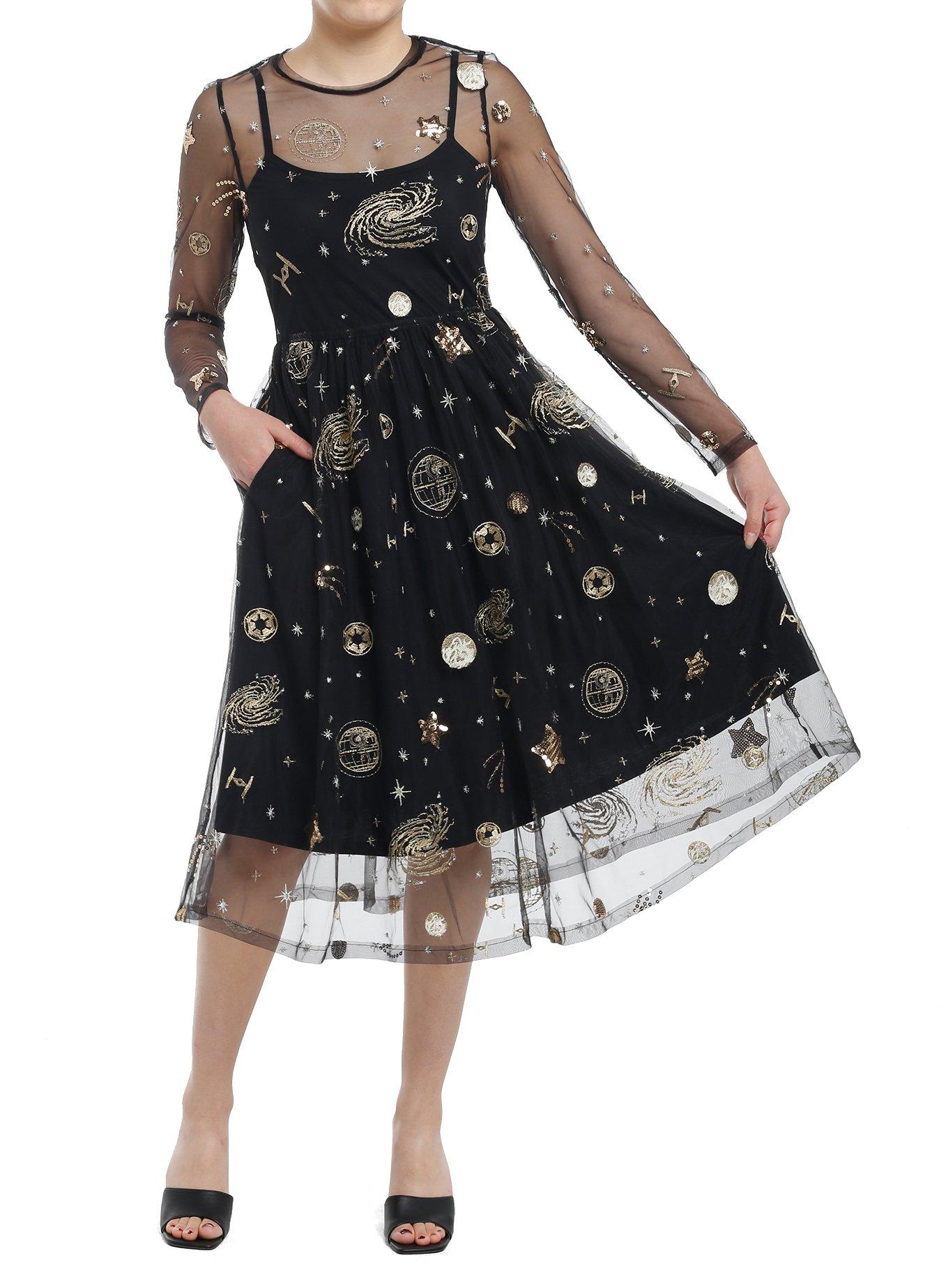 Her Universe Star Wars Ships Mesh Long-Sleeve Dress Her Universe Exclusive, , hi-res