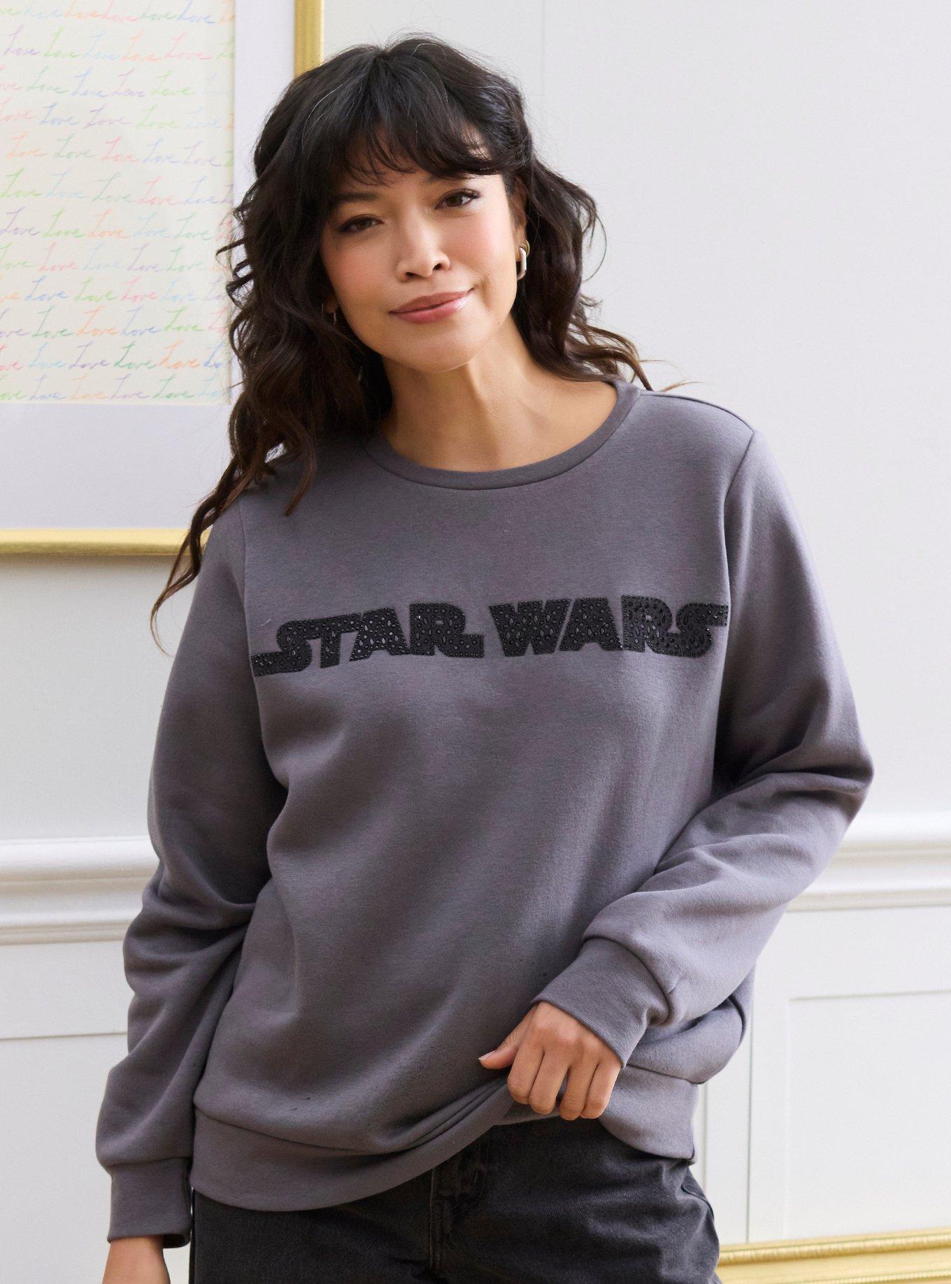 Her Universe Star Wars Rhinestone Logo Sweatshirt Her Universe Exclusive, DARK GREY, alternate