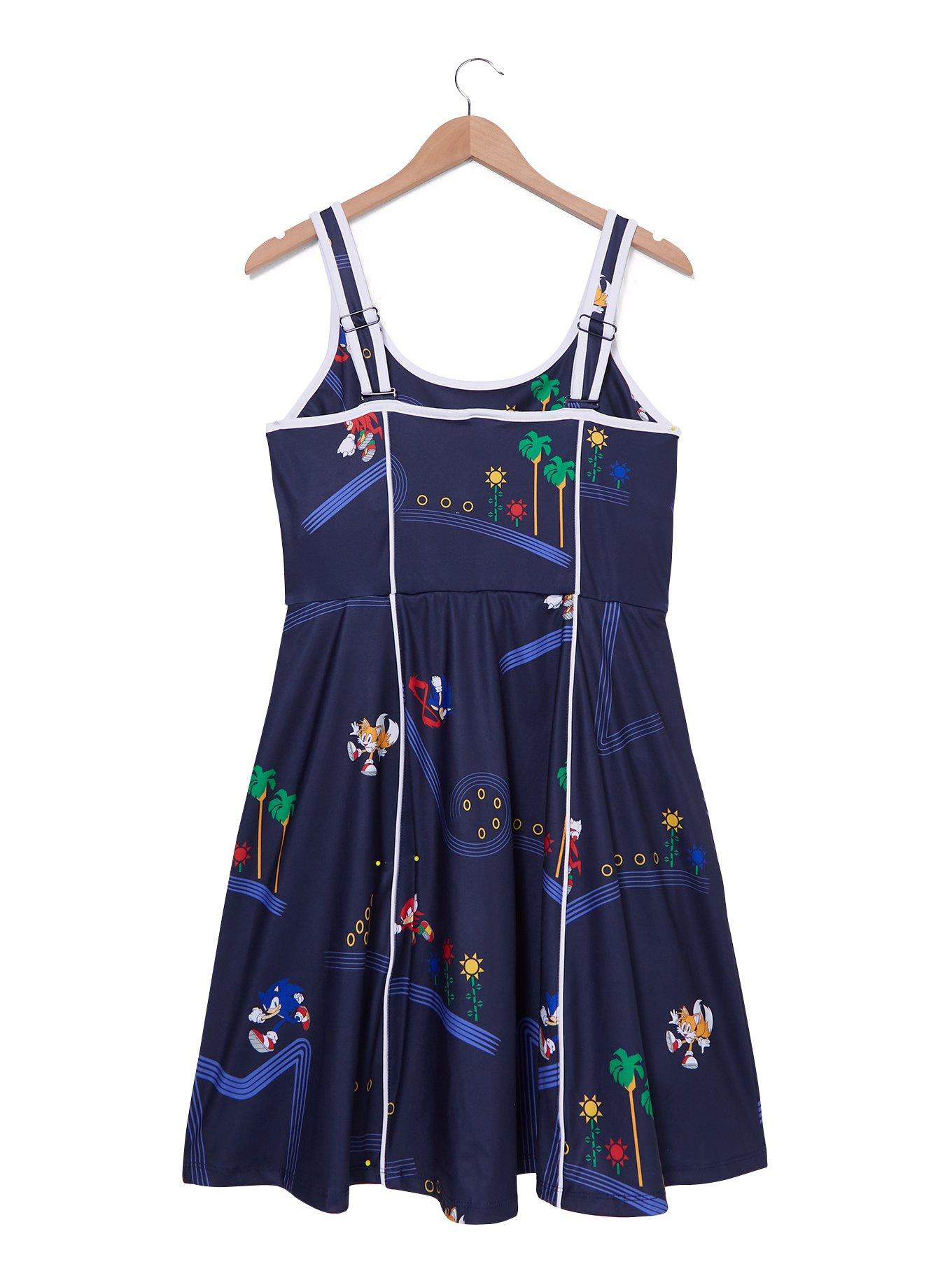 Sonic the Hedgehog Running Characters Allover Print Plus Size Athletic Dress - BoxLunch Exclusive, NAVY, alternate