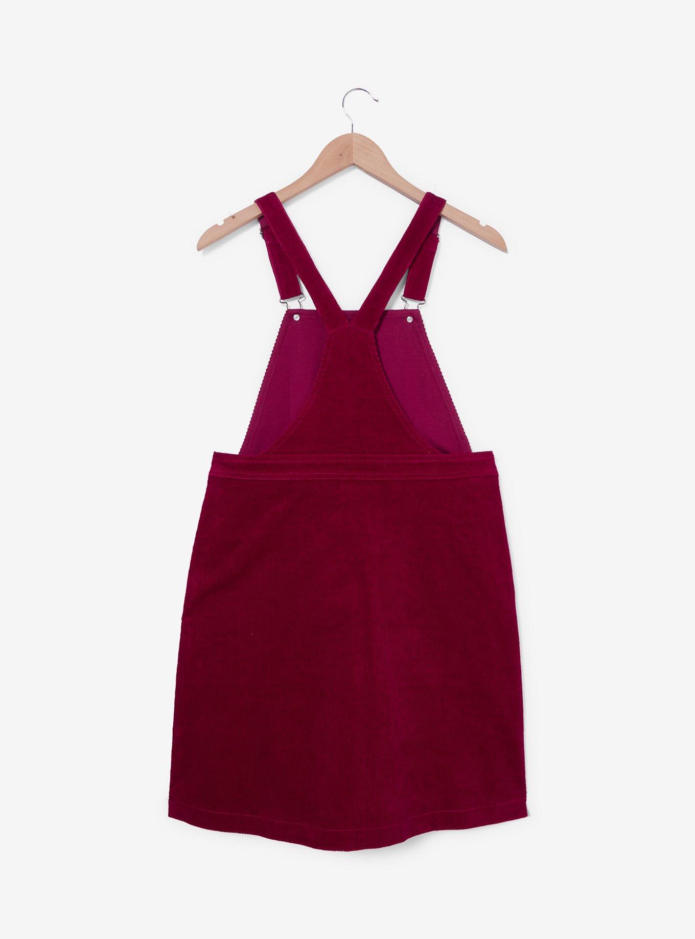 Disney Winnie the Pooh Floral Embroidered Overall Dress — BoxLunch Exclusive, MAROON, alternate