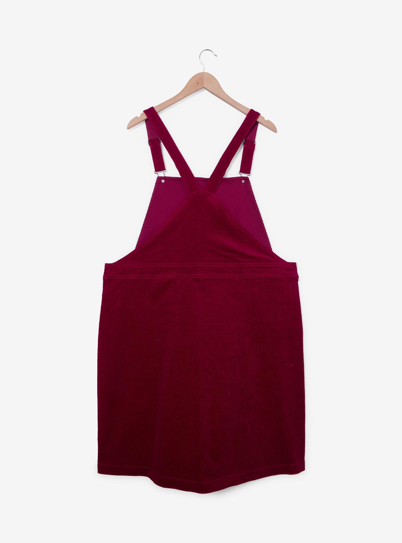 Disney Winnie the Pooh Floral Embroidered Plus Size Overall Dress &mdash; BoxLunch Exclusive, MAROON, alternate