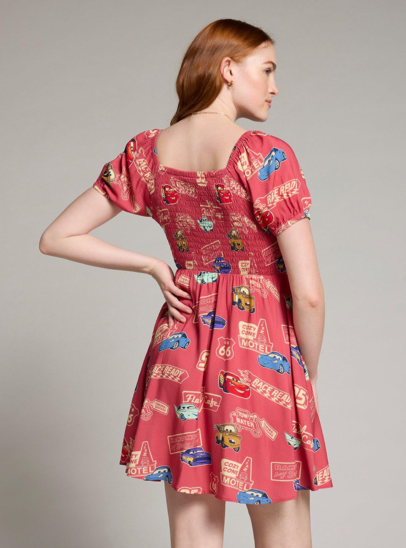 Her Universe Disney Pixar Cars Allover Vintage Print Smock Dress — BoxLunch Exclusive