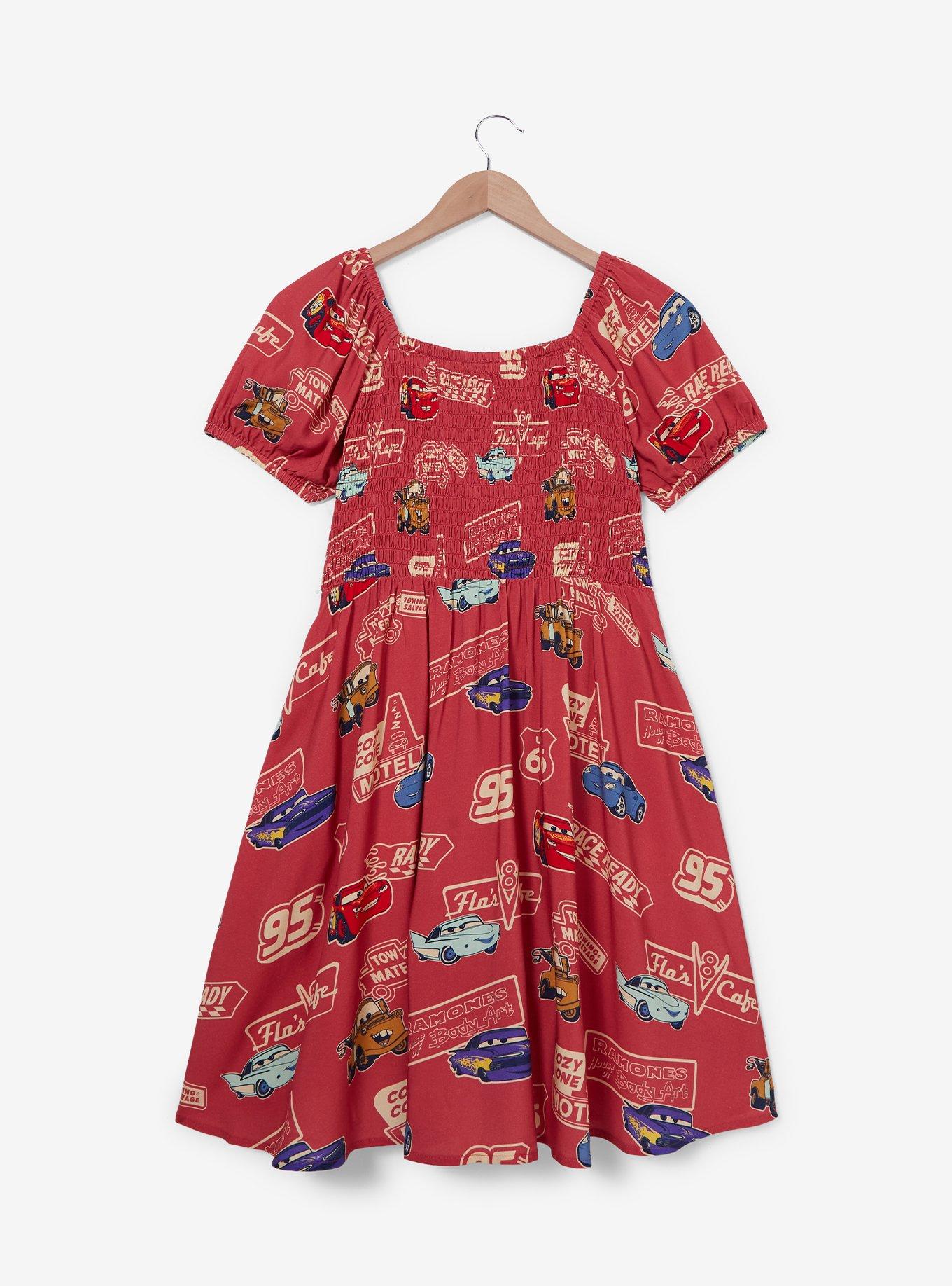 Her Universe Disney Pixar Cars Allover Vintage Print Plus Size Smock Dress — BoxLunch Exclusive, MULTI, alternate