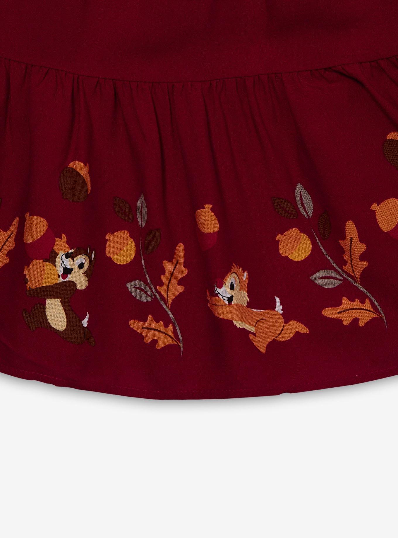 Disney Chip & Dale Leaves & Acorns Smock Dress - BoxLunch Exclusive, RED, alternate