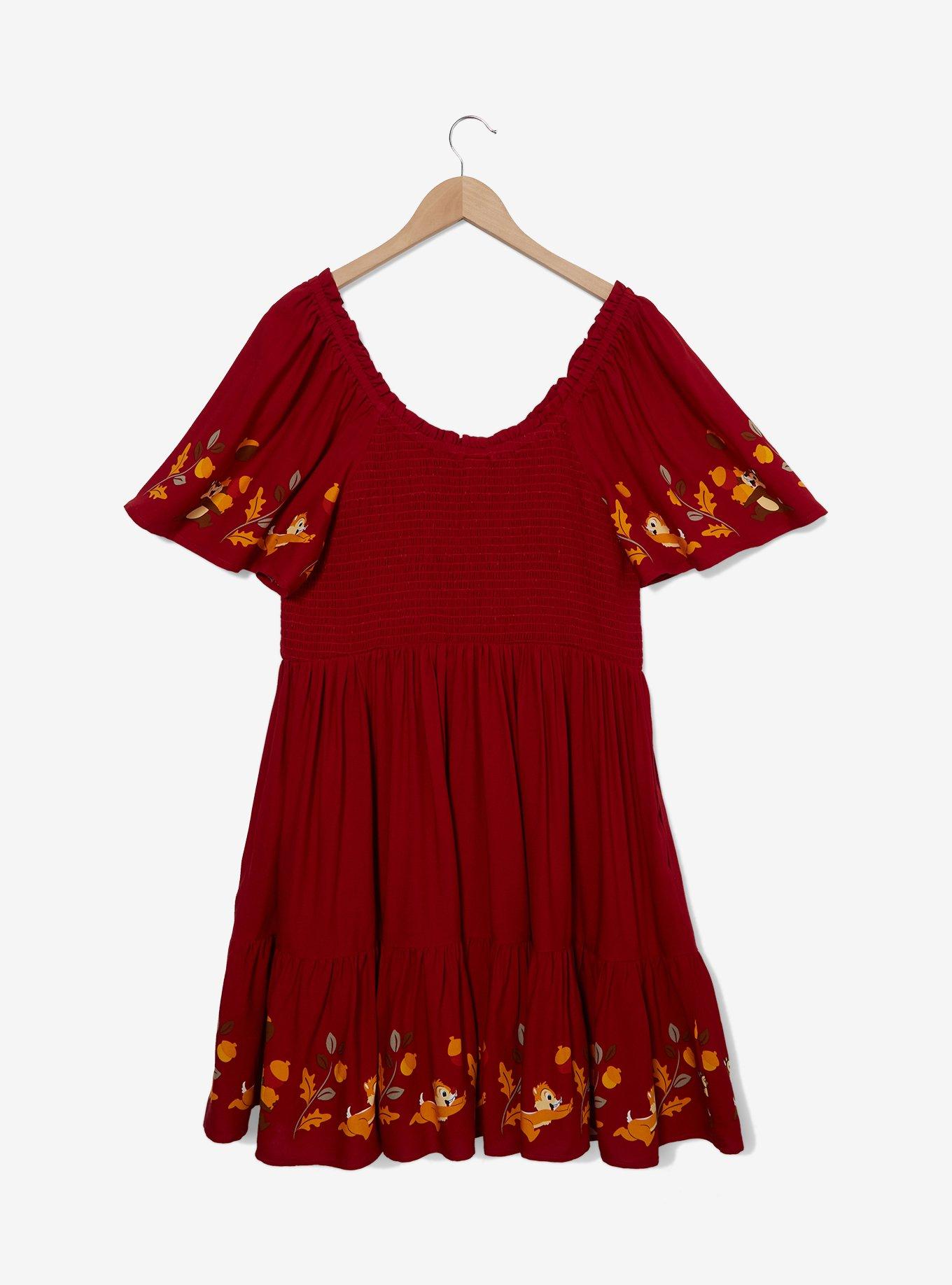 Disney Chip & Dale Leaves Plus Size Smock Dress - BoxLunch Exclusive, , hi-res