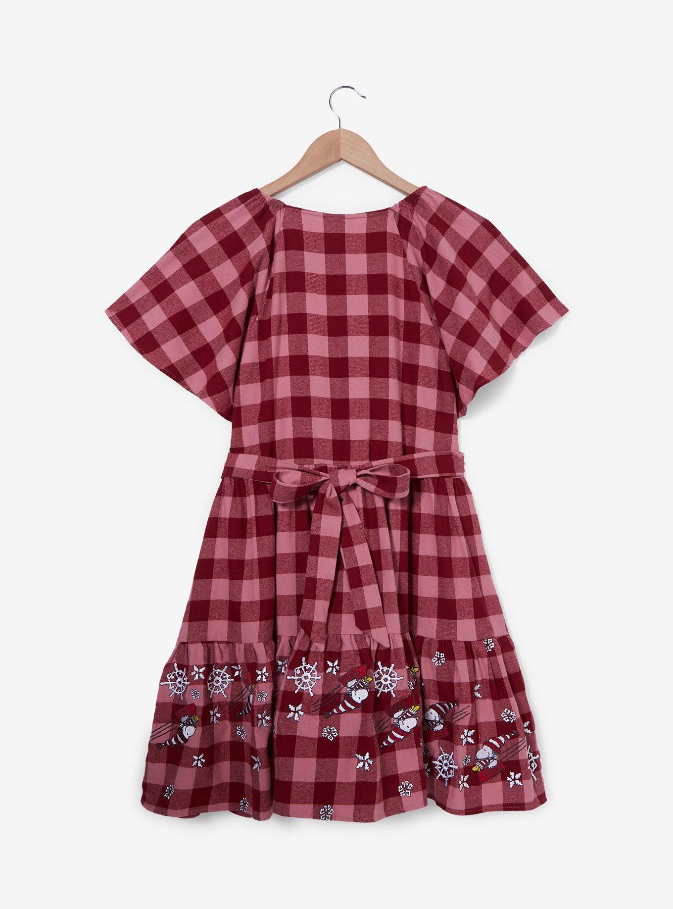 Peanuts Snoopy & Woodstock Snowflake Gingham Dress - BoxLunch Exclusive, PLAID, alternate