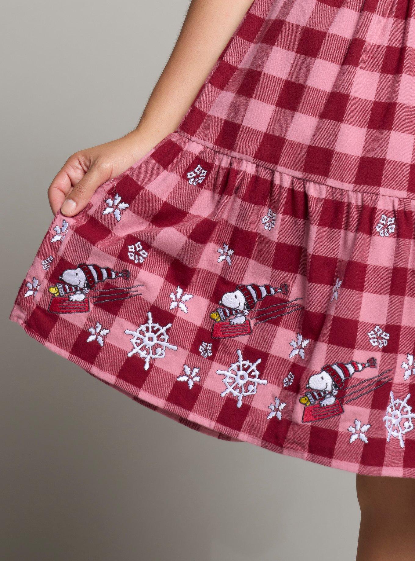 Peanuts Snoopy & Woodstock Snowflake Gingham Plus Size Dress - BoxLunch Exclusive, PLAID, alternate