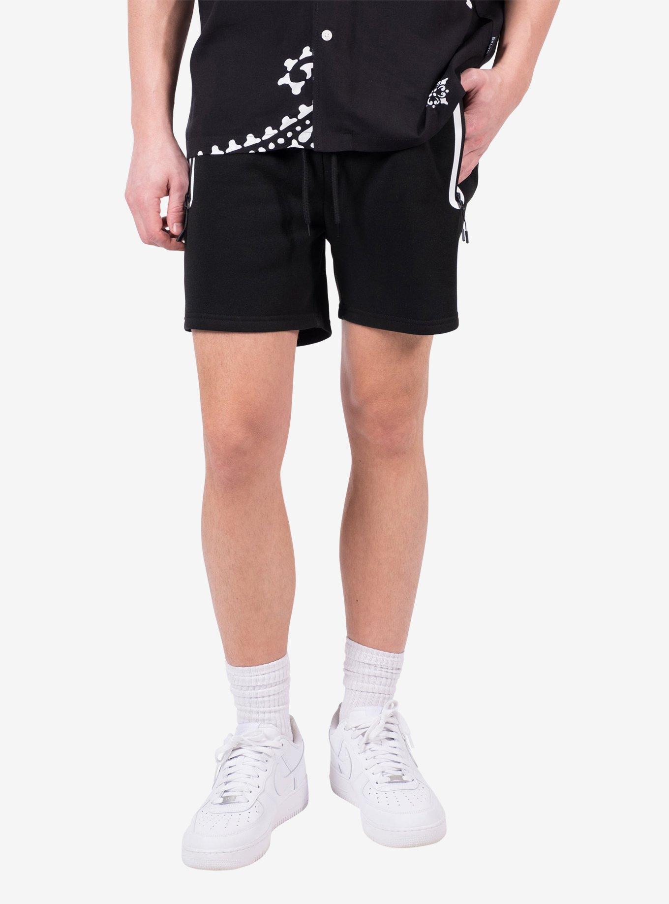 Black and White Heat Seal Zip Pocket Short, , hi-res