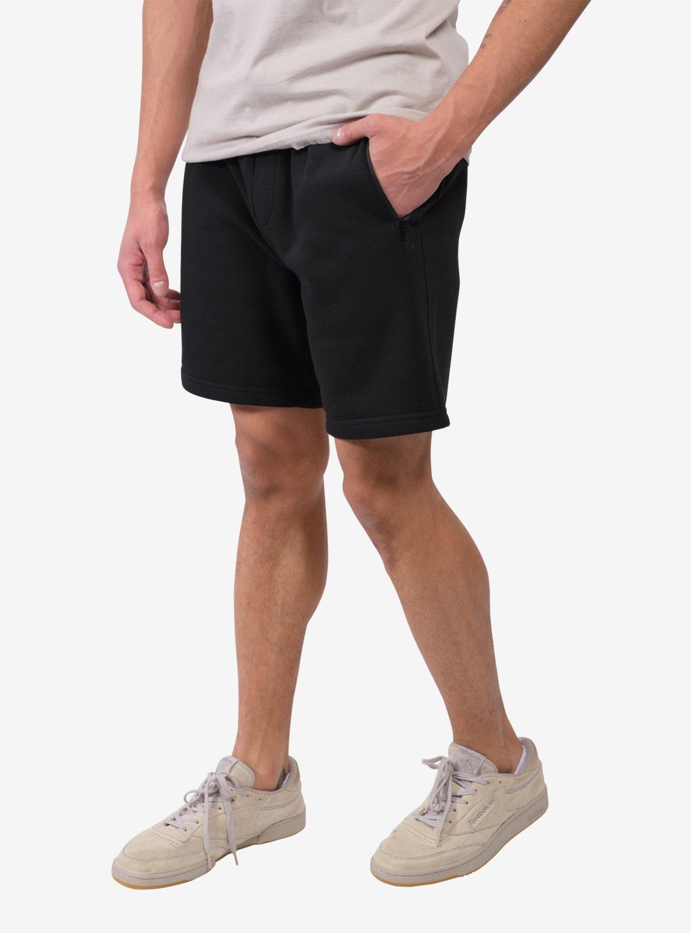 Black Zip Pocket Fleece Short, BLACK, alternate