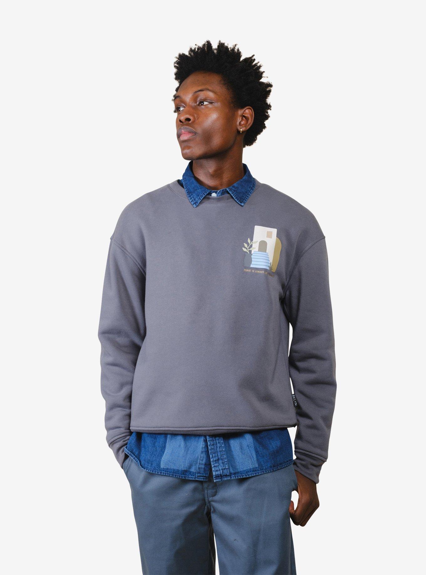 Thank You Have a Nice Day Steel Grey Crew Neck Sweatshirt, , hi-res