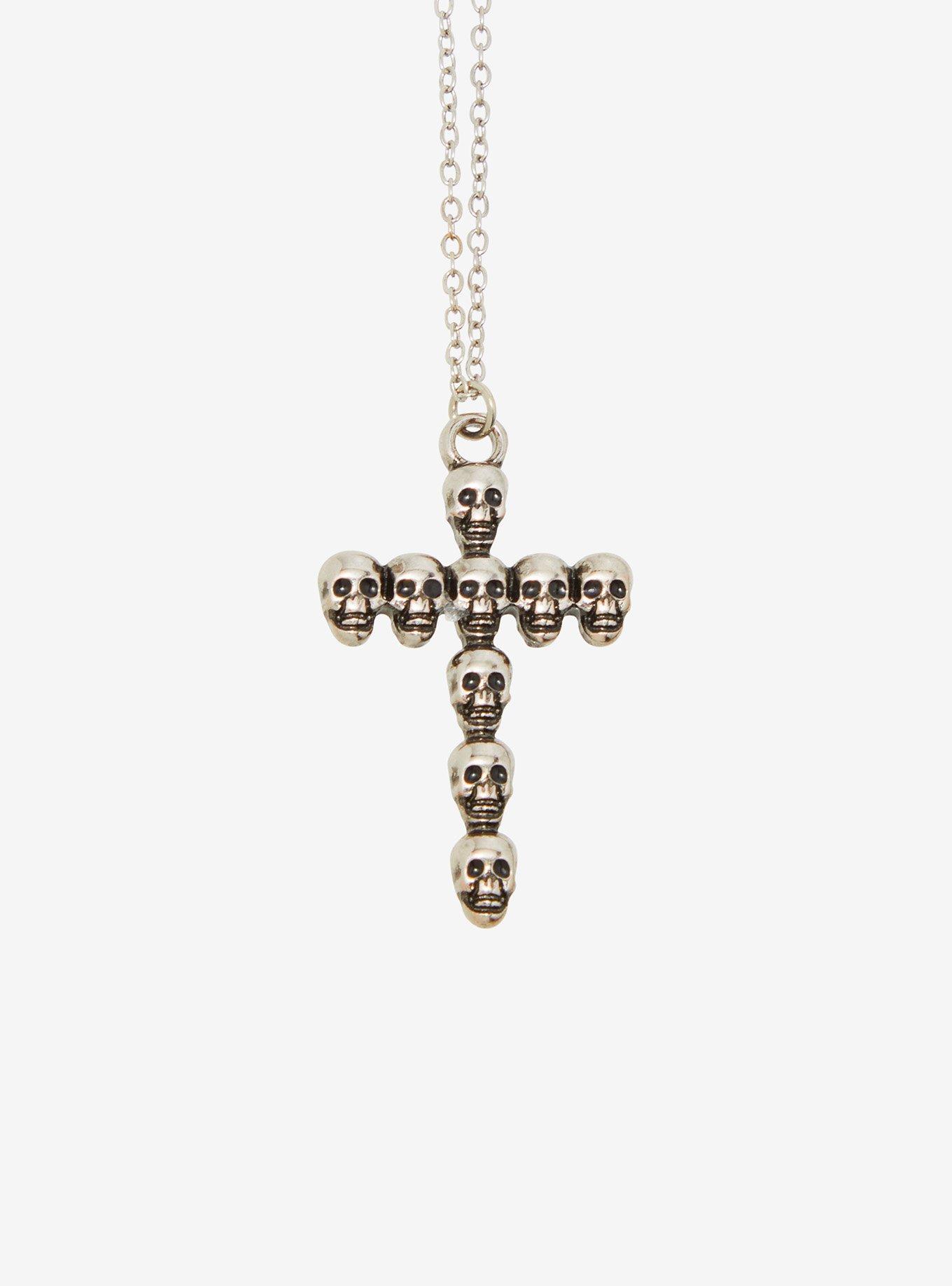 Social Collision Heart Skull Cross Necklace Set, , alternate
