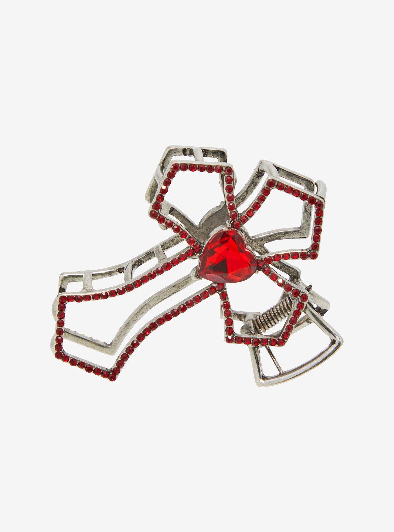 Social Collision Cross Red Heart Claw Hair Clip, , hi-res