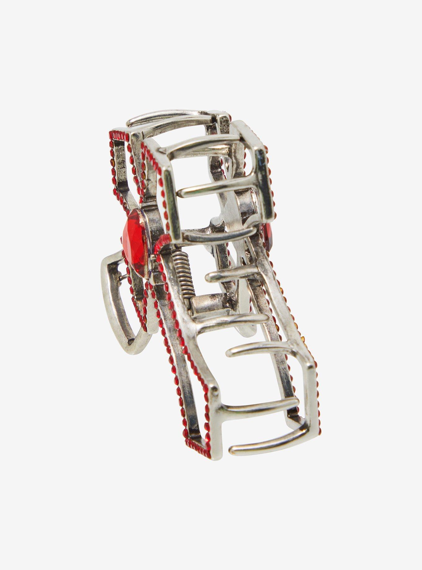 Social Collision Cross Red Heart Claw Hair Clip, , alternate