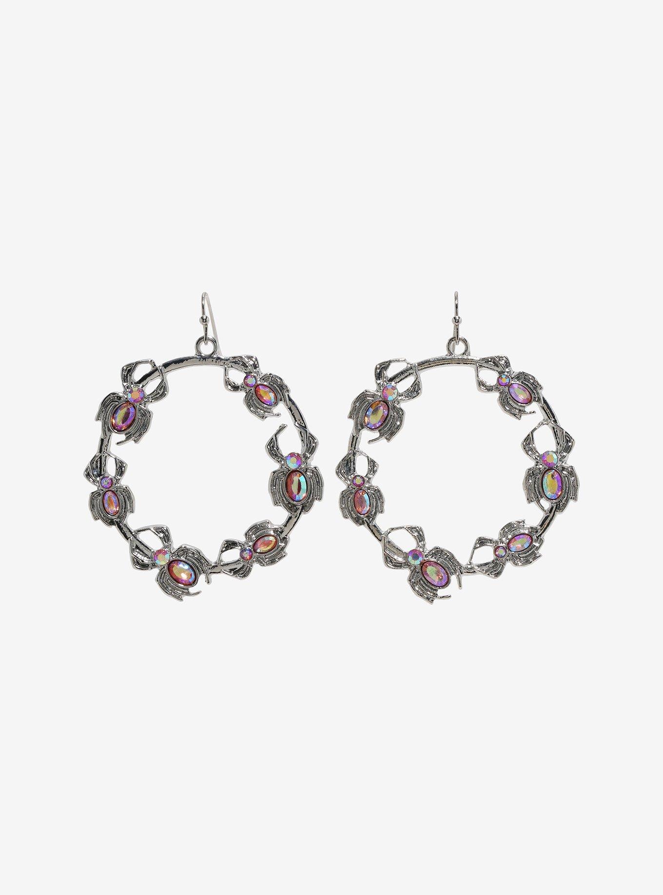 Cosmic Aura Gem Spider Hoop Earrings