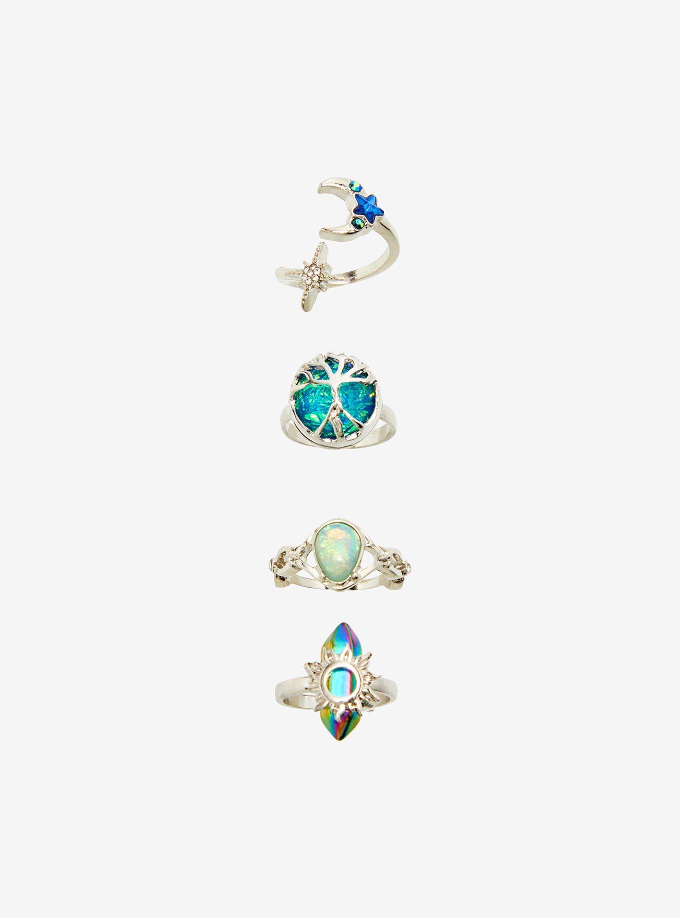 Cosmic Aura Opal Celestial Tree Ring Set