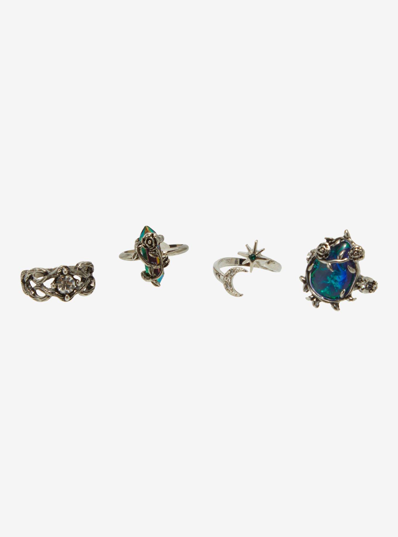 Cosmic Aura Crystal Star Rose Ring Set, , hi-res