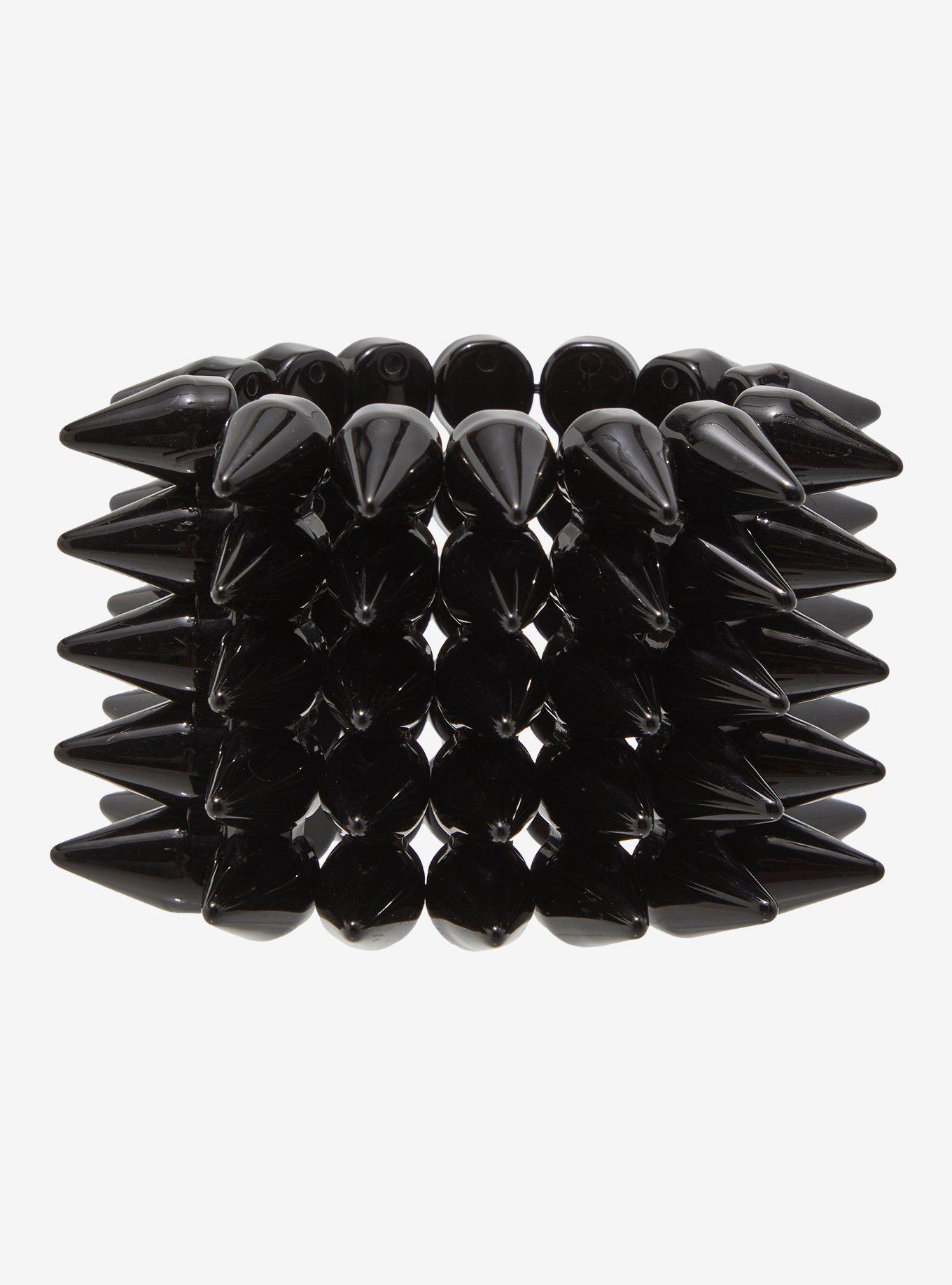 Social Collision Black Spike Stretchy Bracelet, , hi-res