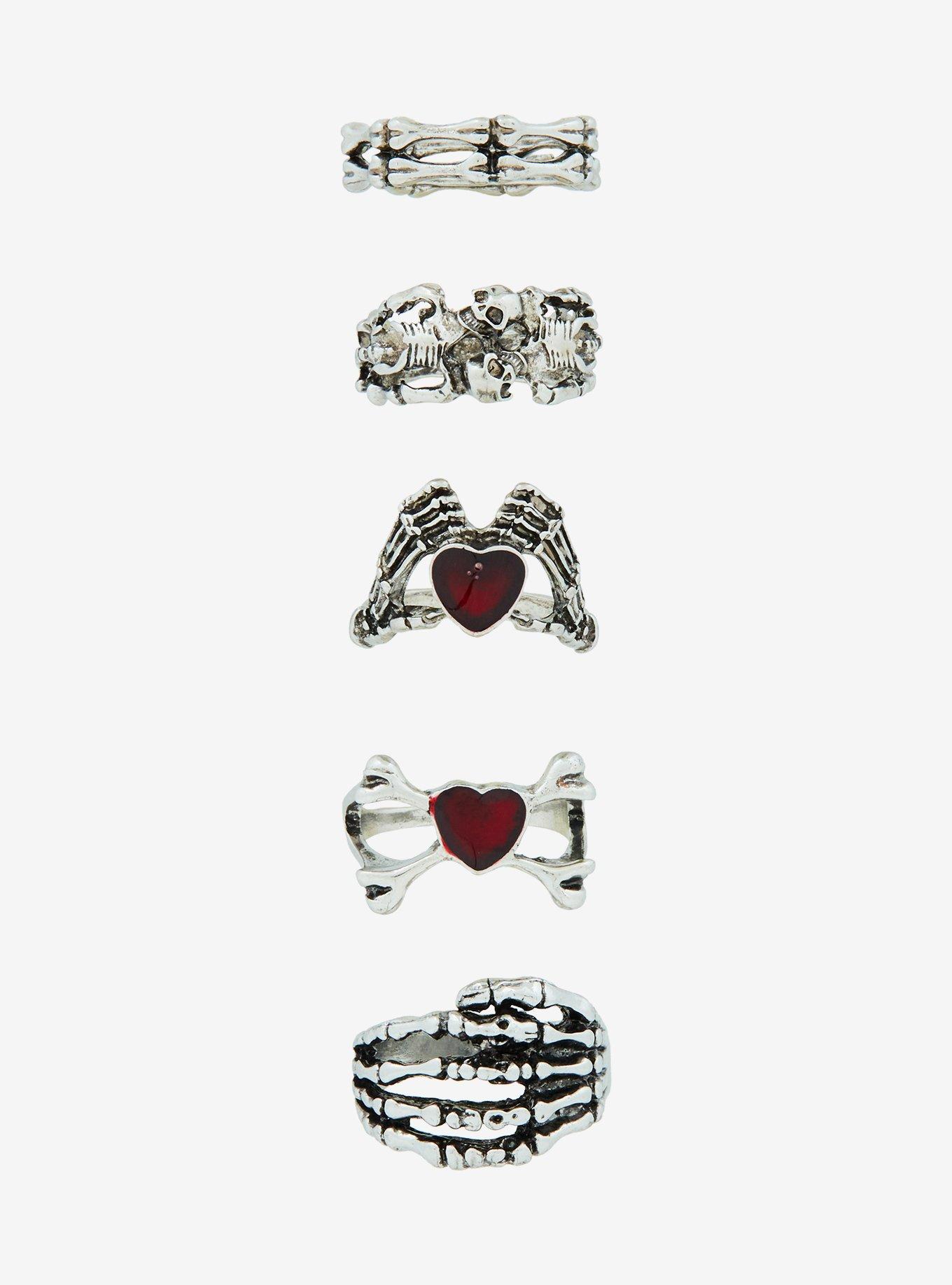 Social Collision Bone Skull Ring Set, , hi-res