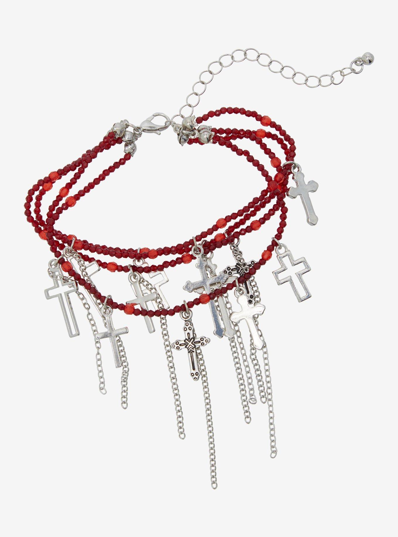 Social Collision Cross Chains Beaded Bracelet