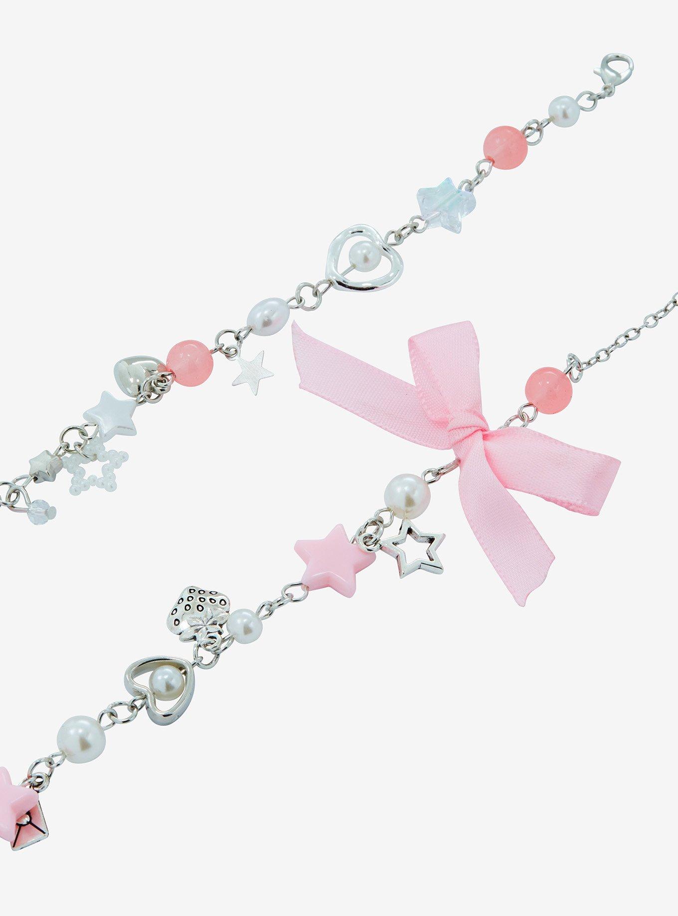 Sweet Society Heart Bow Coquette Bracelet Set, , alternate