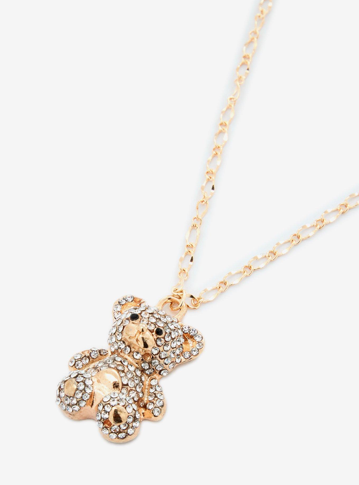 Sweet Society Teddy Bear Bling Necklace, , hi-res