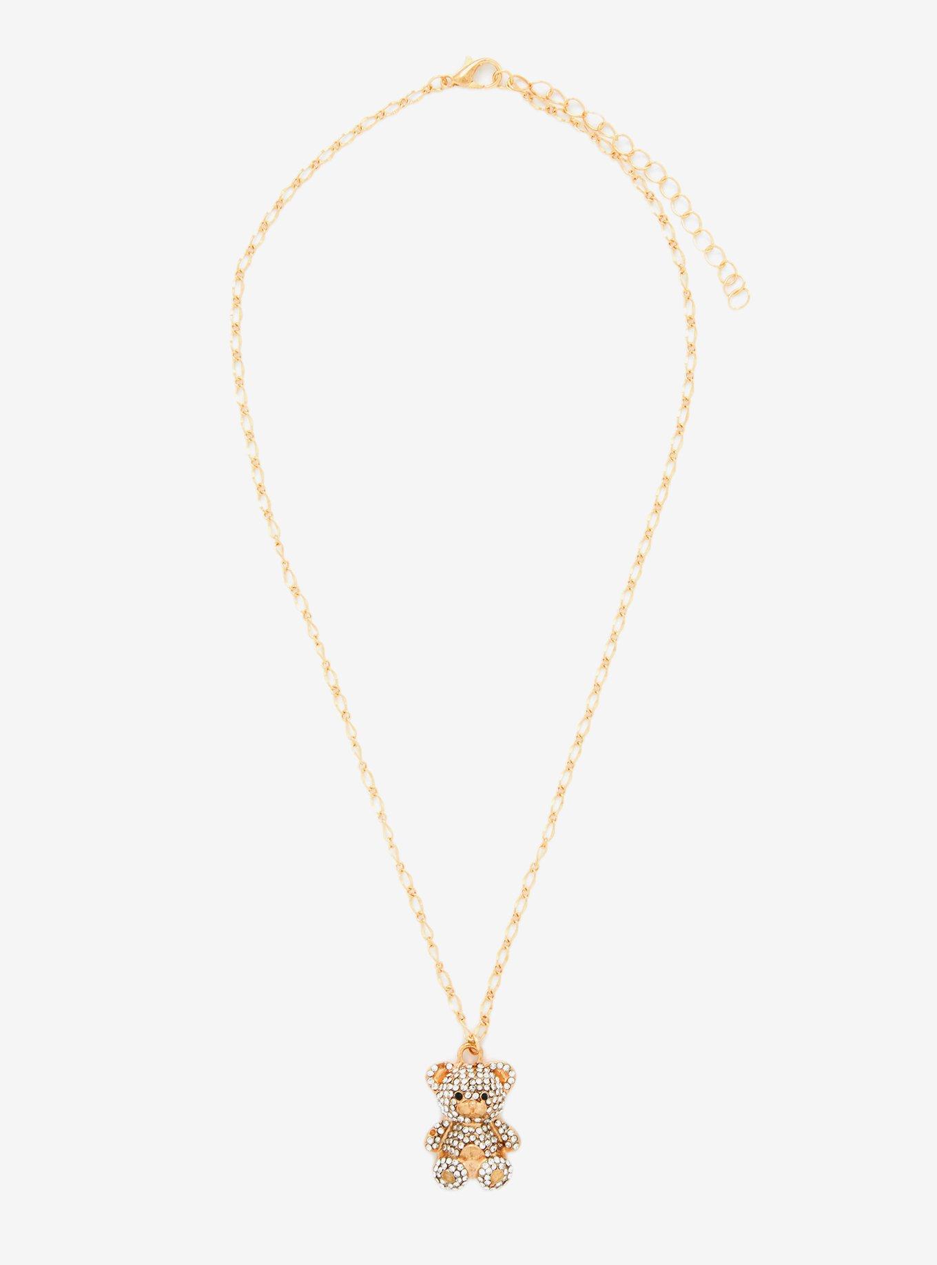 Sweet Society Teddy Bear Bling Necklace, , alternate