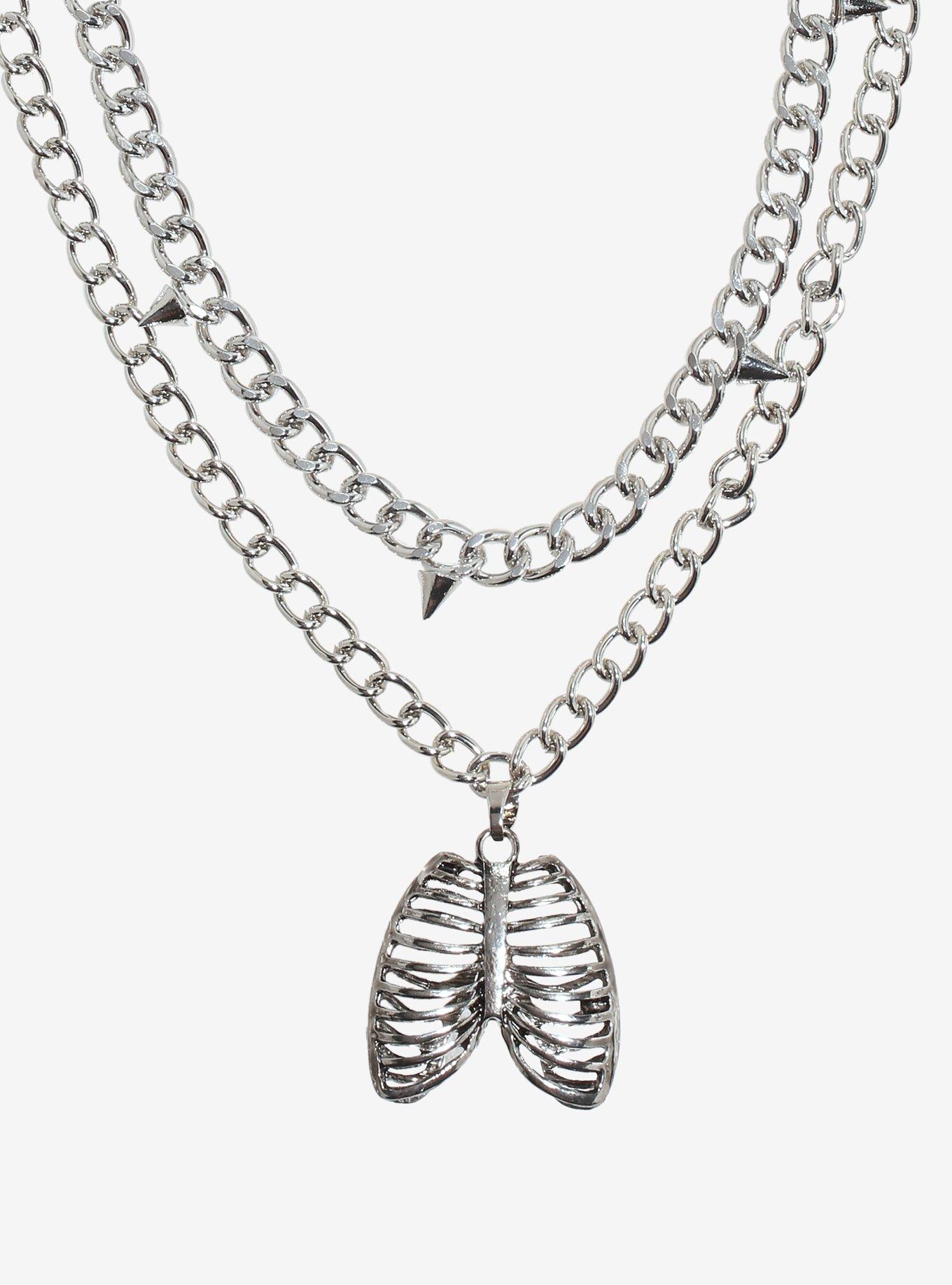 Social Collision Skeleton Rib Cage Layered Necklace