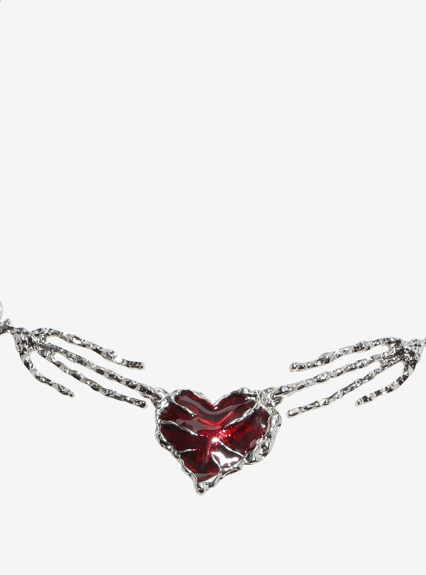 Social Collision Skeleton Hand Heart Chain Choker