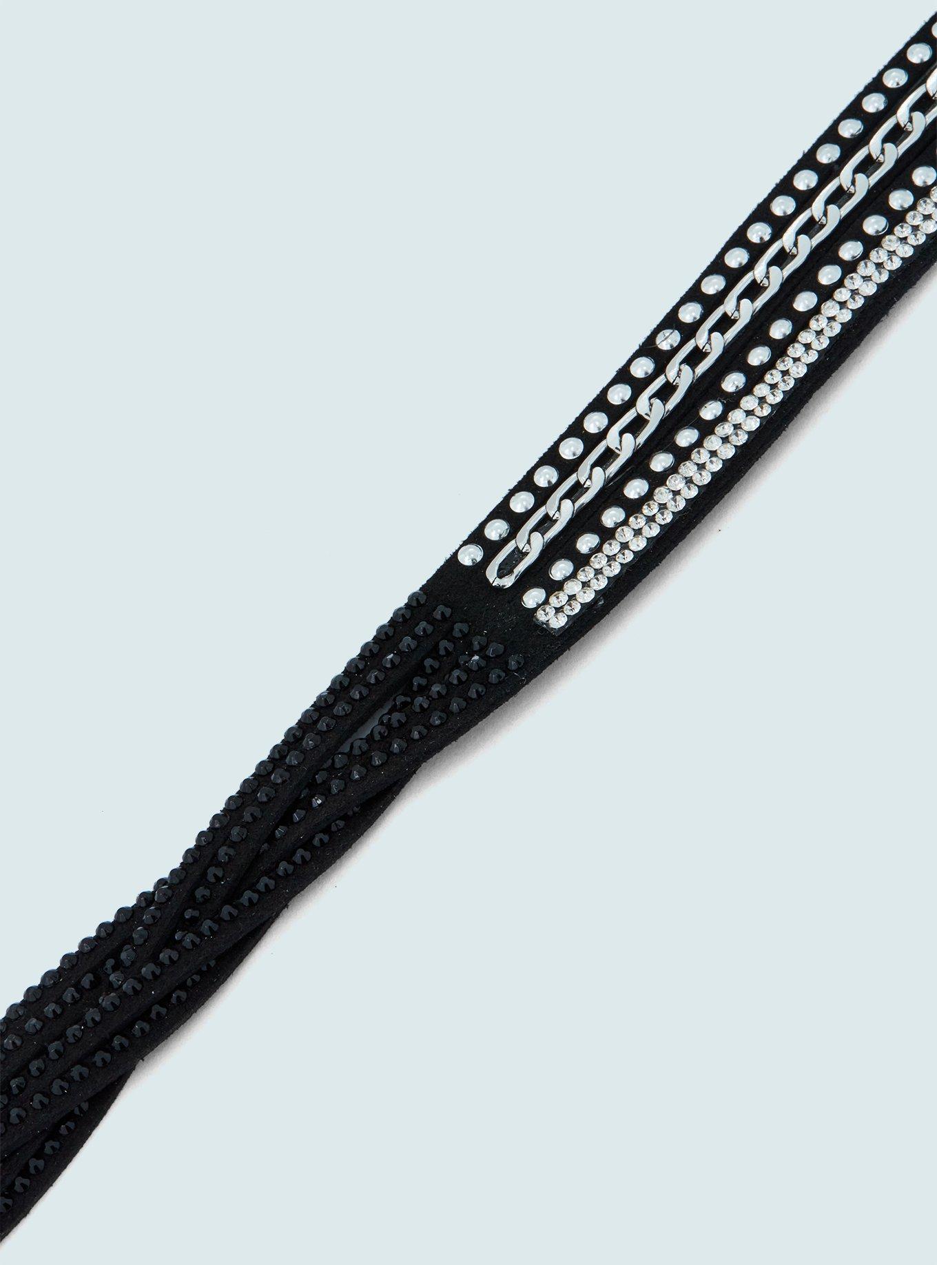 Social Collision Layered Chain Bling Wrap Cuff Bracelet, , alternate