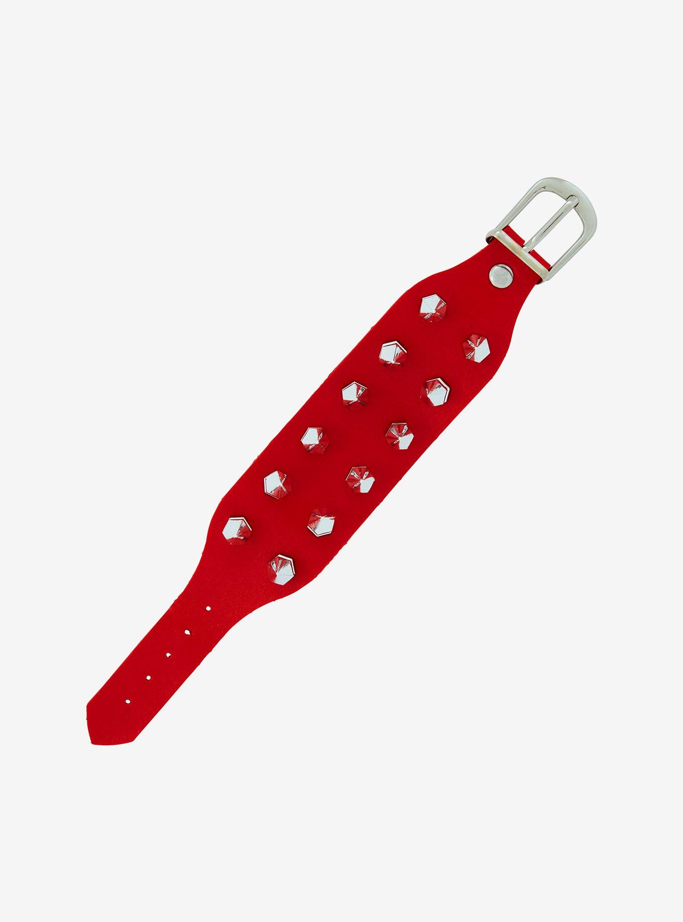 Social Collision Red Spike Cuff Bracelet, , alternate
