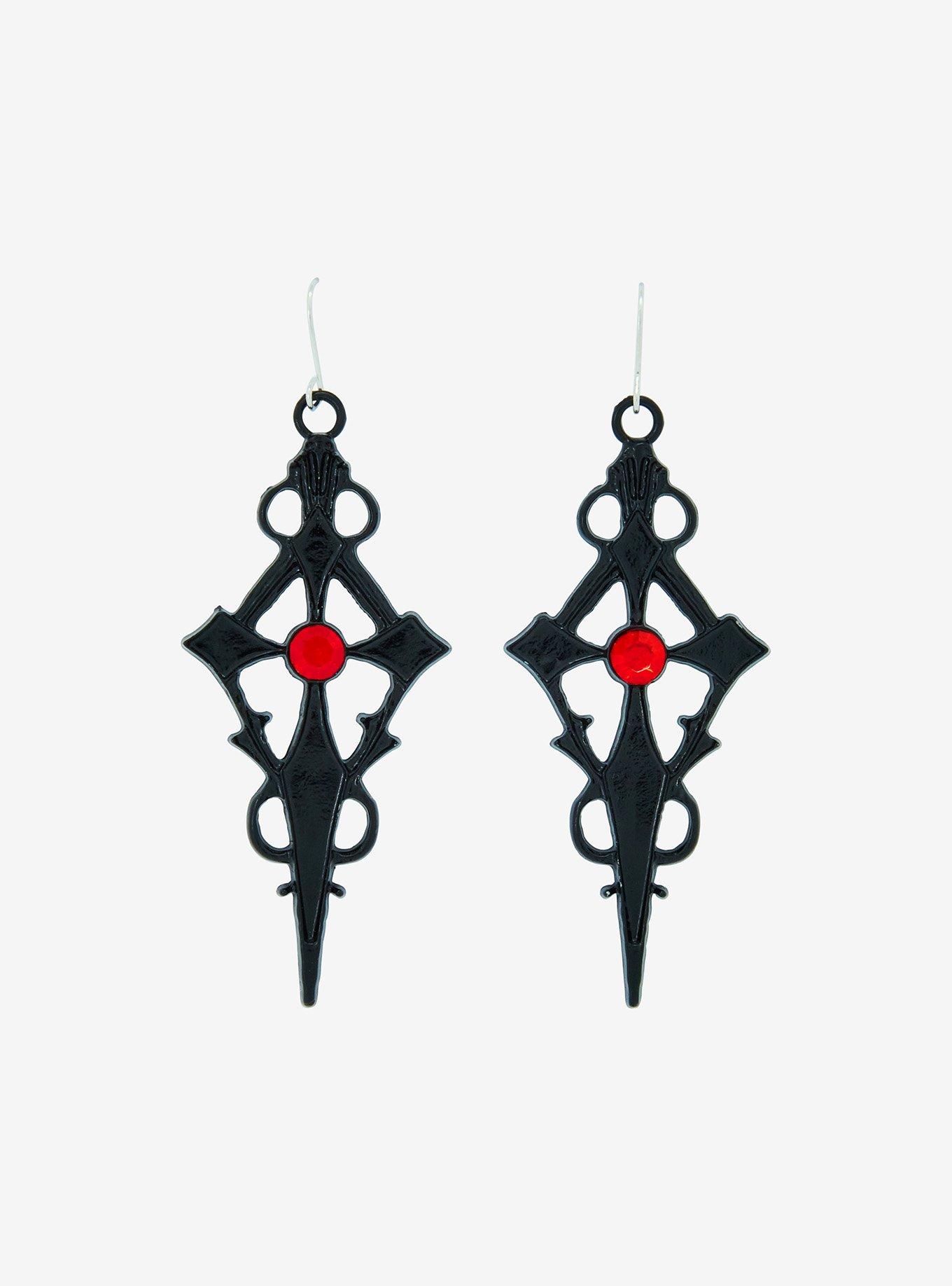 Social Collision Gothic Cross Drop Earrings, , hi-res