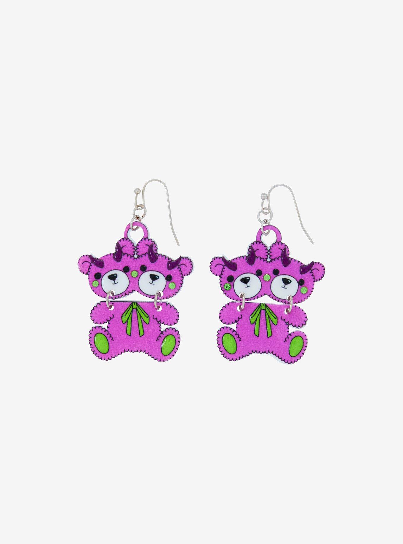 Social Collision Two-Headed Teddy Bear Monster Drop Earrings