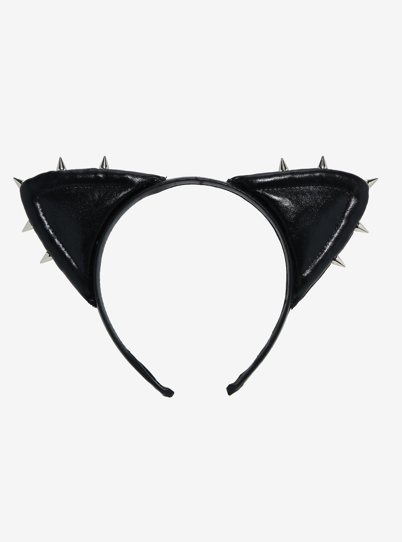 Black Spike Cat Ears Headband, , hi-res