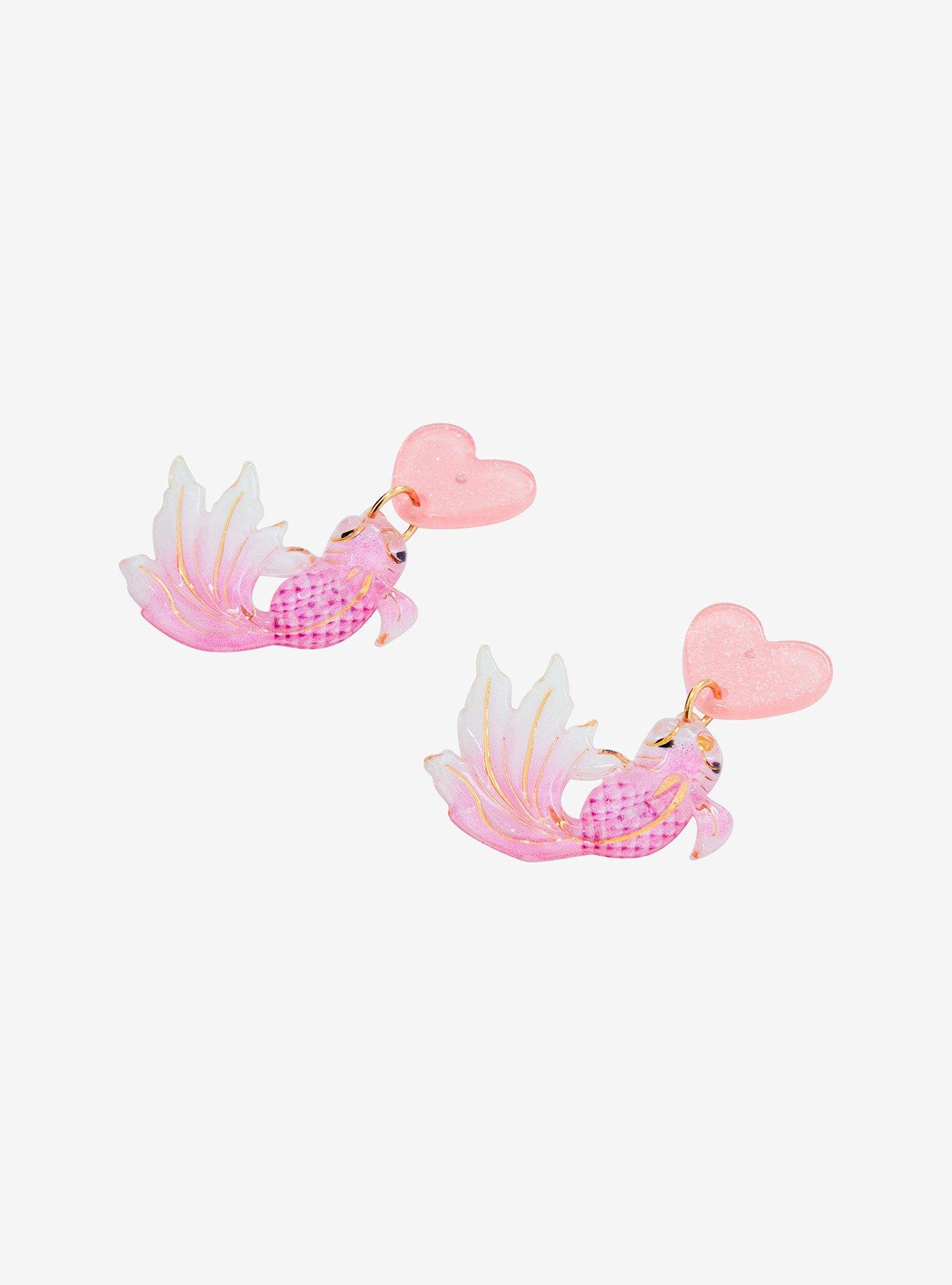 Sweet Society Heart Koi Fish Drop Earrings