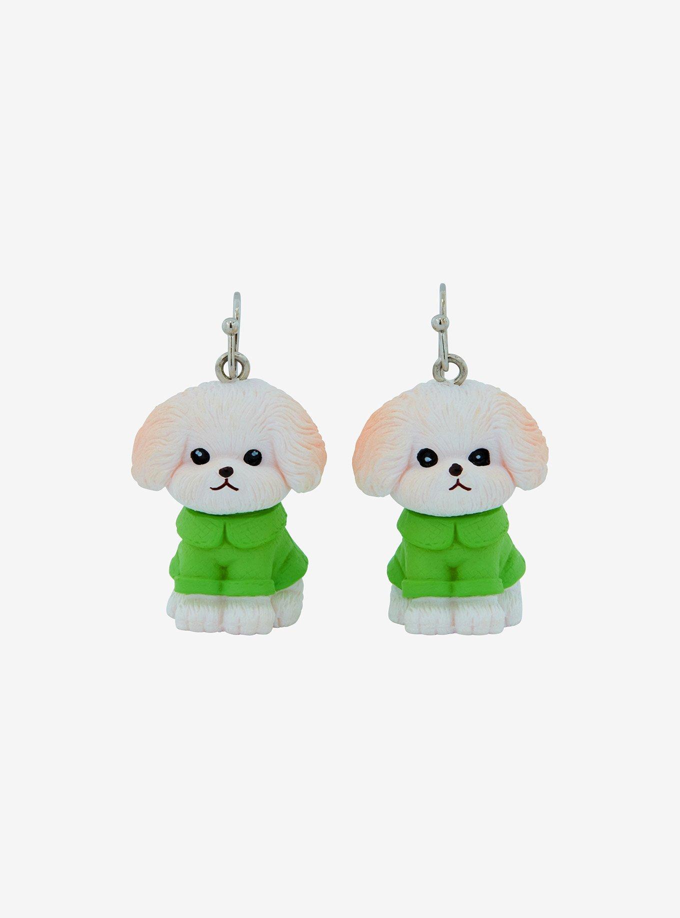 Sweet Society White Puppy Drop Earrings