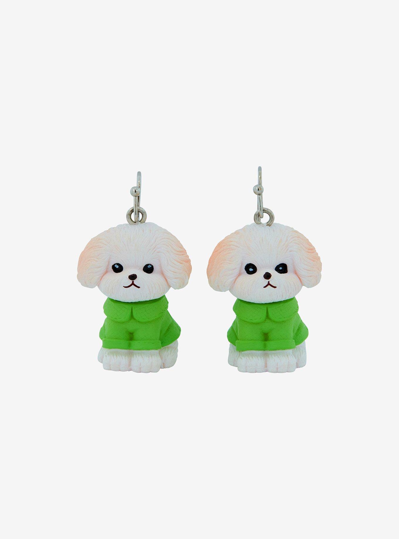 Sweet Society White Puppy Drop Earrings, , hi-res