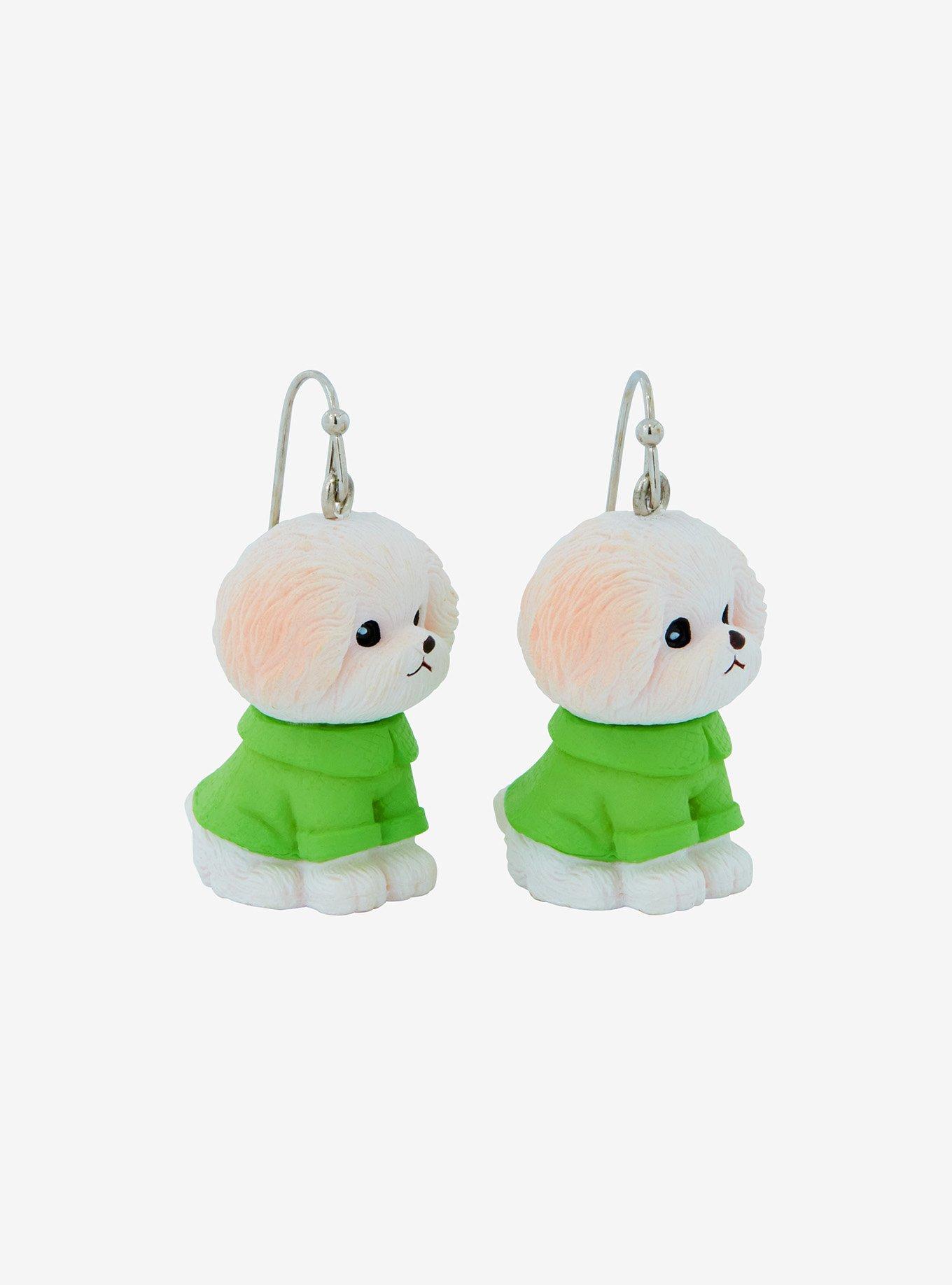 Sweet Society White Puppy Drop Earrings, , alternate
