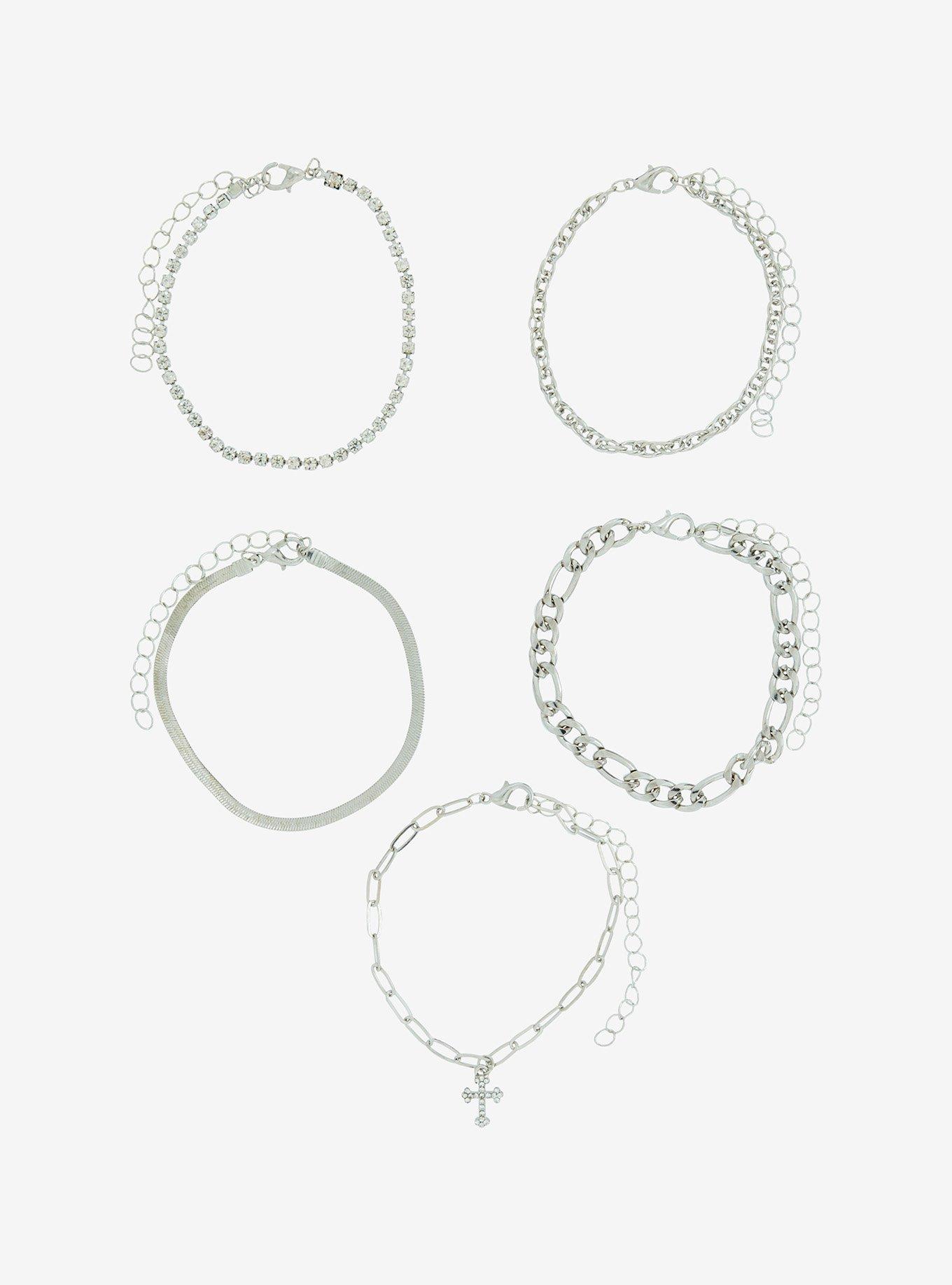 Social Collision Cross Chain Bracelet Set, , hi-res